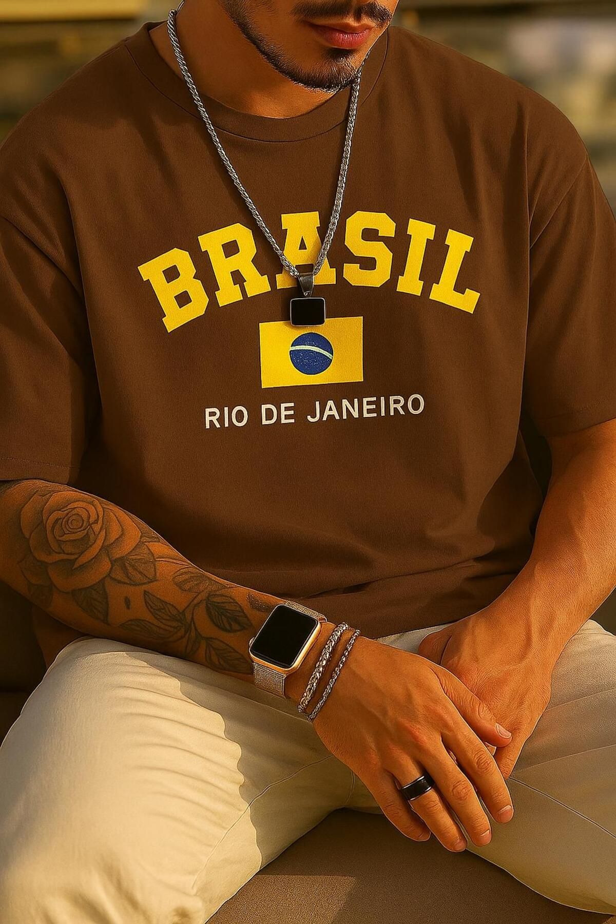 New Shine Brasil Brezilya Baskılı Oversize T-Shirt