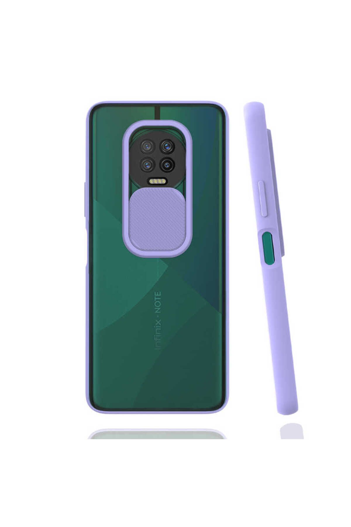 halkhouse İnfinix Note 7 Kılıf Kamera Korumalı Sürgülü Renkli Sert Esnek Silikon Lensi Kapak
