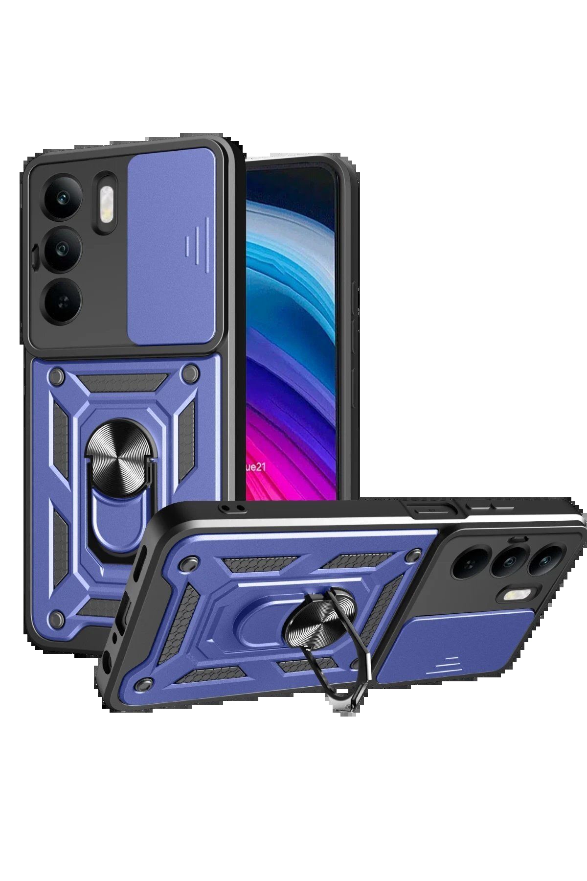Toptan Bulurum Realme C75 4G Kılıf Pars Lens Yüzüklü Silikon - Lacivert