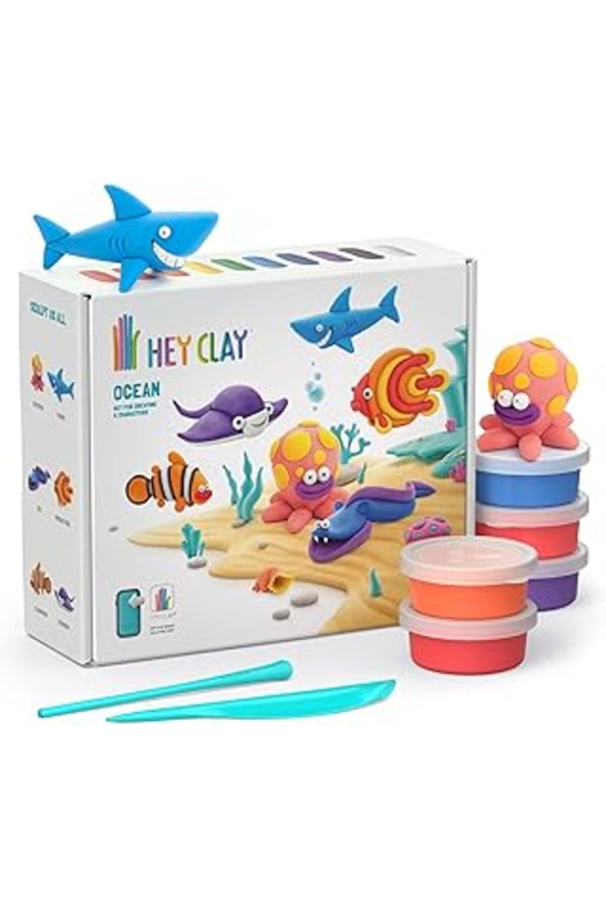 Qedii Hey Clay Okyanus Seti - Hava Ile Kuruyan 15 Kutu Kil Seti Ve Şekillendirme Aletleri Ile Eğlenceli V