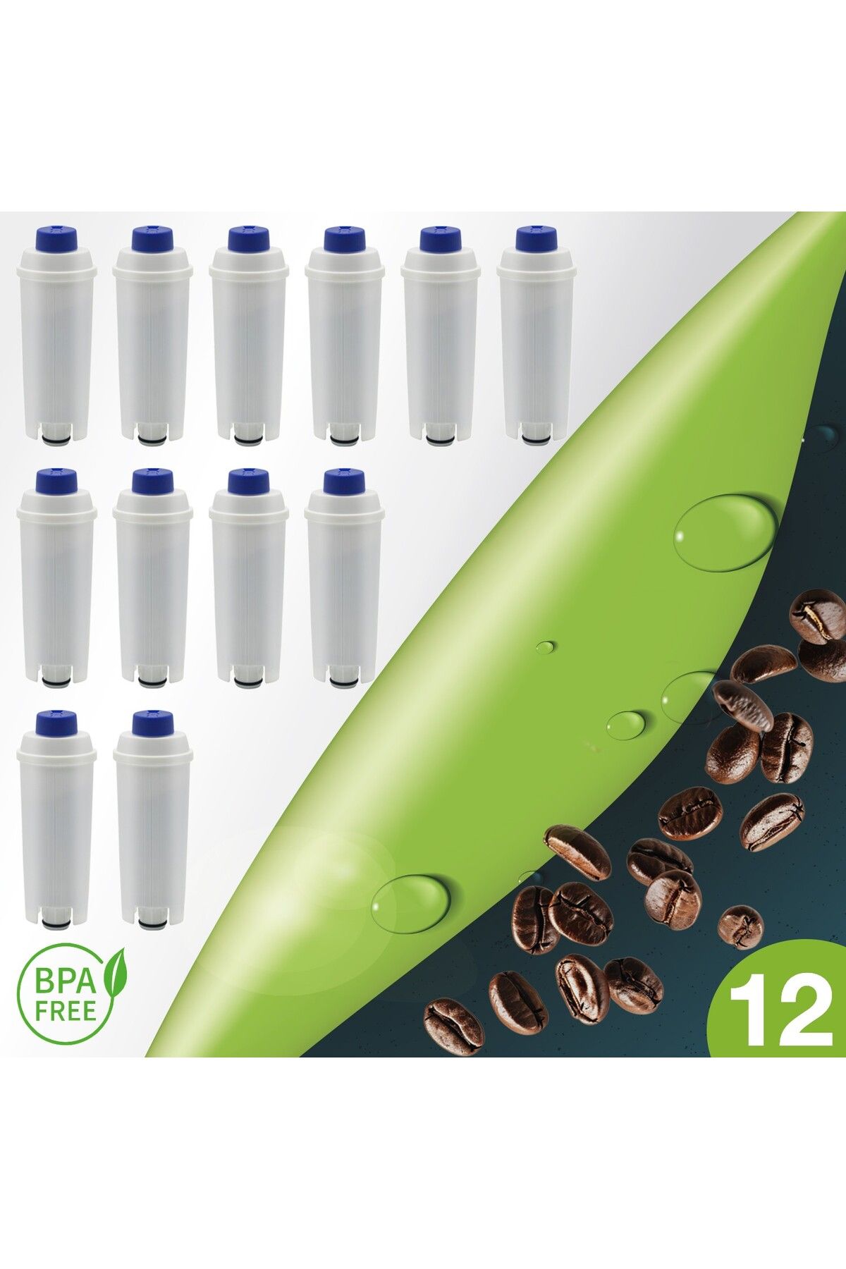 Shuii Pure Kafe DS012 - Kahve Makinesi Su Filtresi 12 ADET - DLSC002 Filtre ECAM, ETAM, ESAM, EPAM