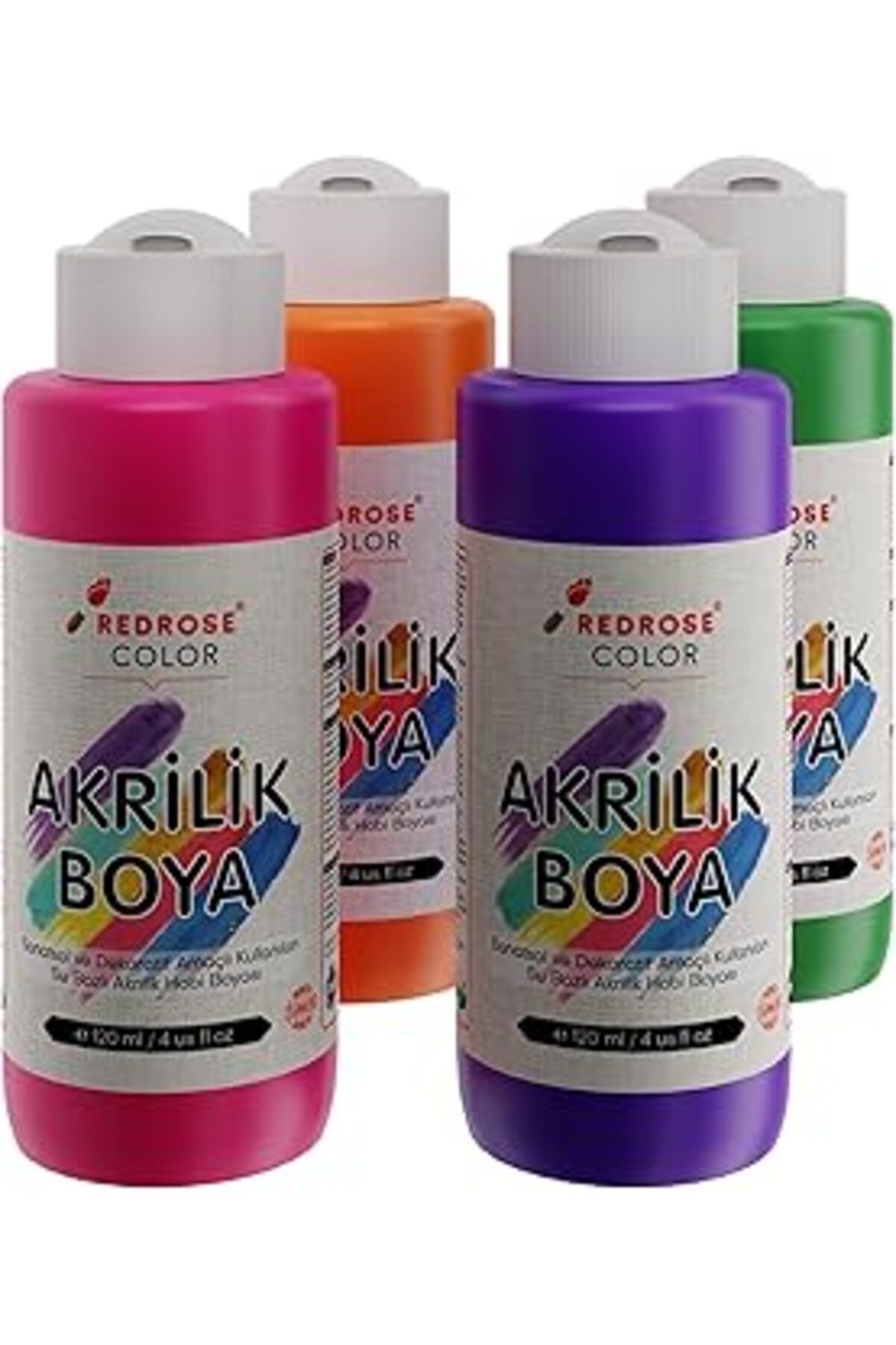 Qedii Red Rose Ara Renkler Akrilik Boya 4'Lü Set 4X120 Ml