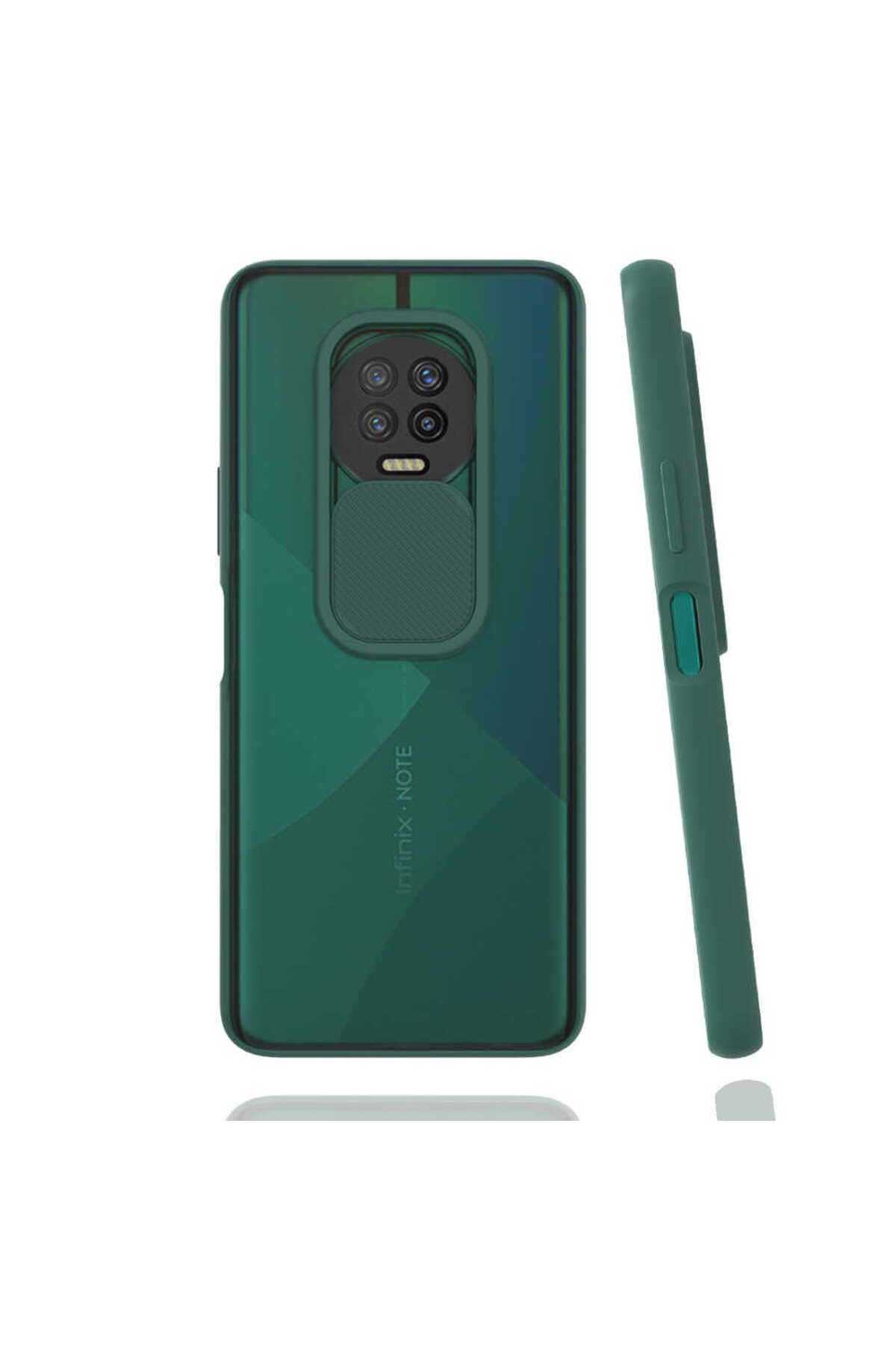 halkhouse İnfinix Note 7 Kılıf Kamera Korumalı Sürgülü Renkli Sert Esnek Silikon Lensi Kapak