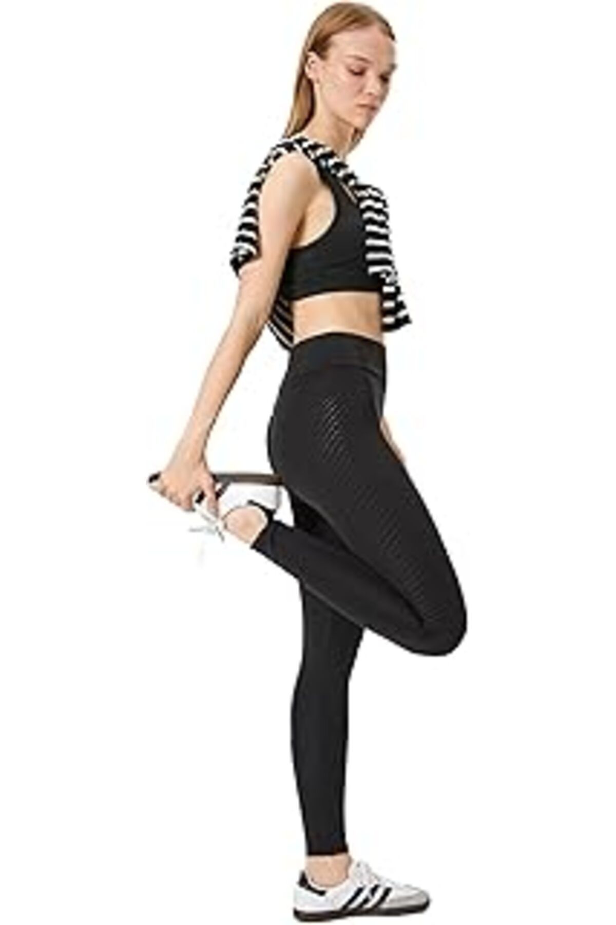TBSProjects Spor Tayt Yüksek Bel Slim Fit Baskı Detaylı