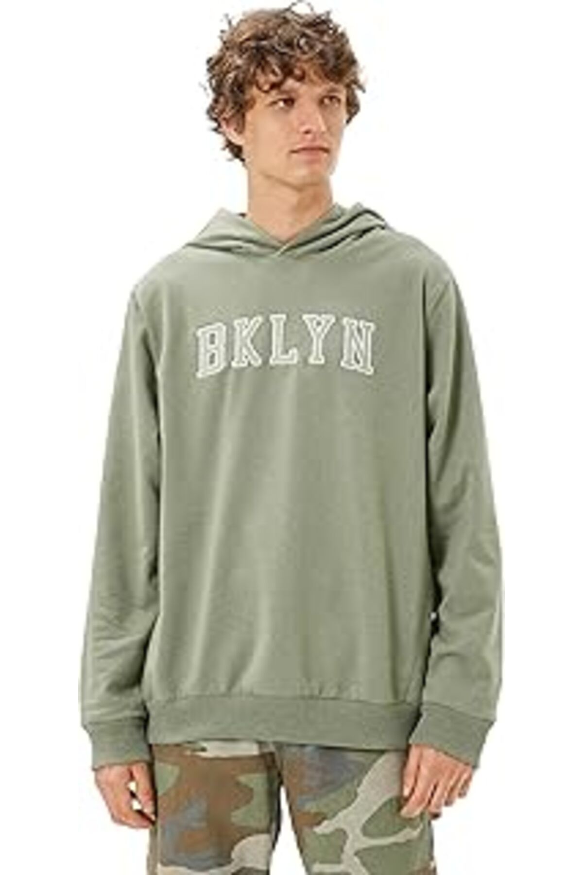 Pazarcan Kapşonlu Kolej Sweat Slogan İşlemeli Uzun Kollu