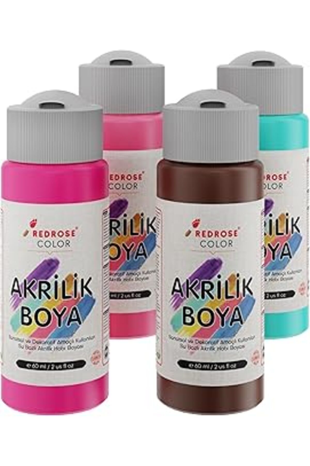 Qedii Red Rose Tamamlayıcı Renkler Akrilik Boya 4'Lü Set 4X60 Ml