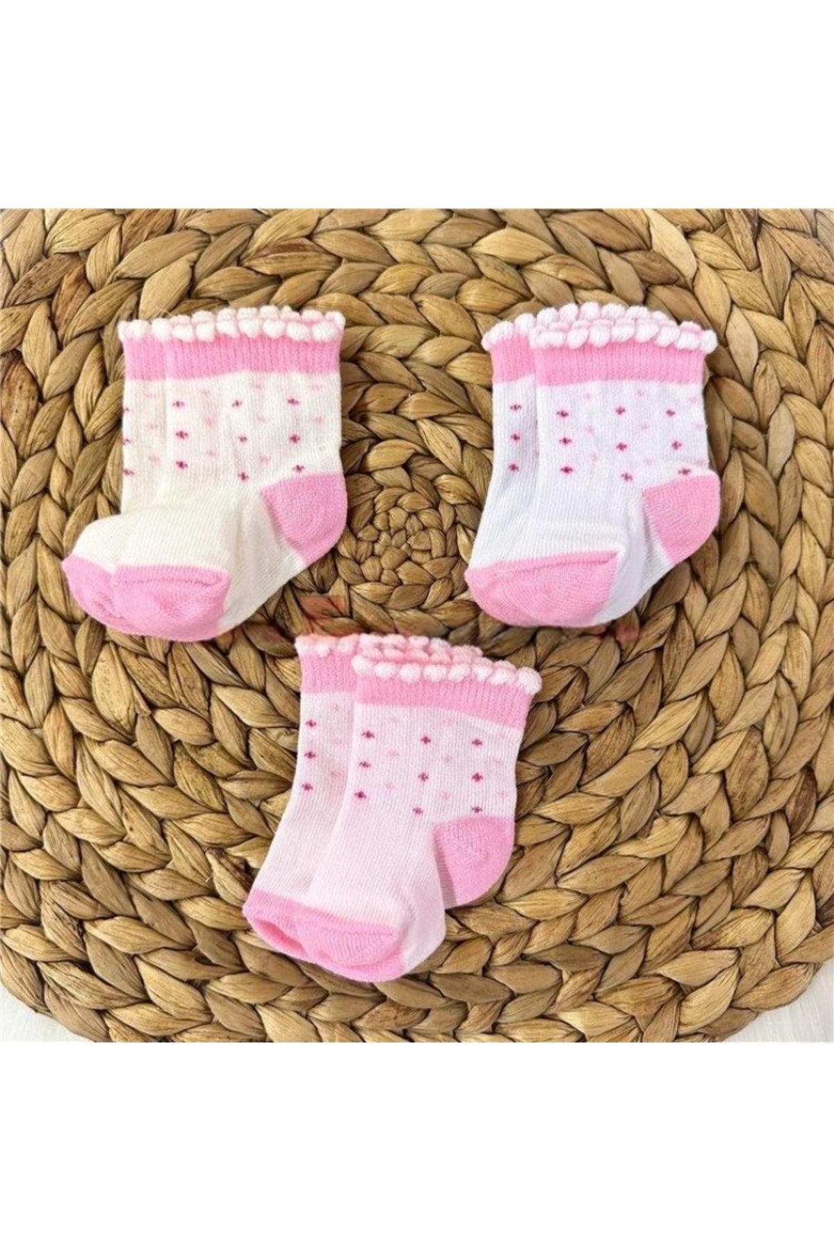 BABYZUM 0-3 Ay Bebek Çorap Puanlı Pembe