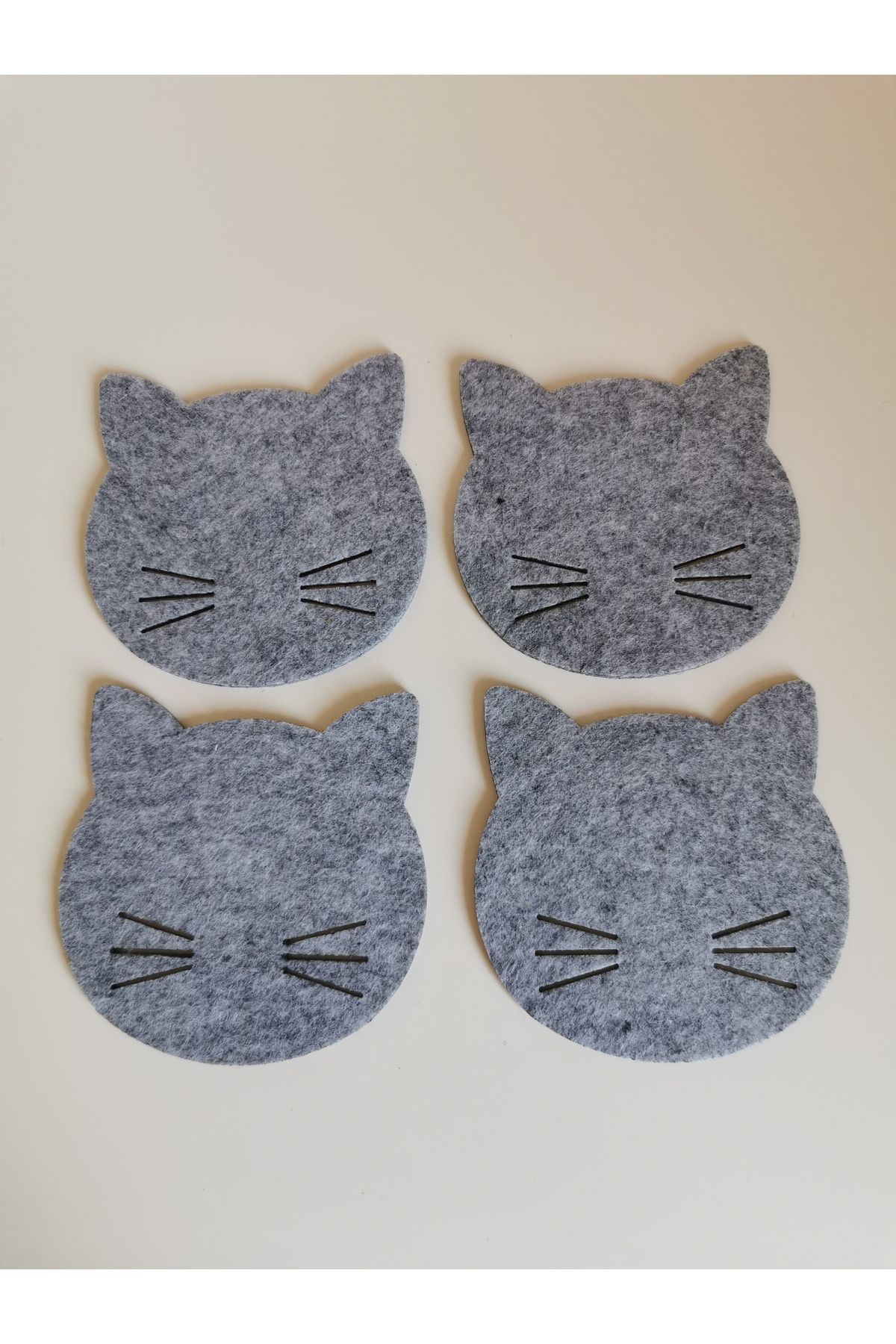 FGFELTSHOP Kedi Keçe Bardak Altlığı Seti
