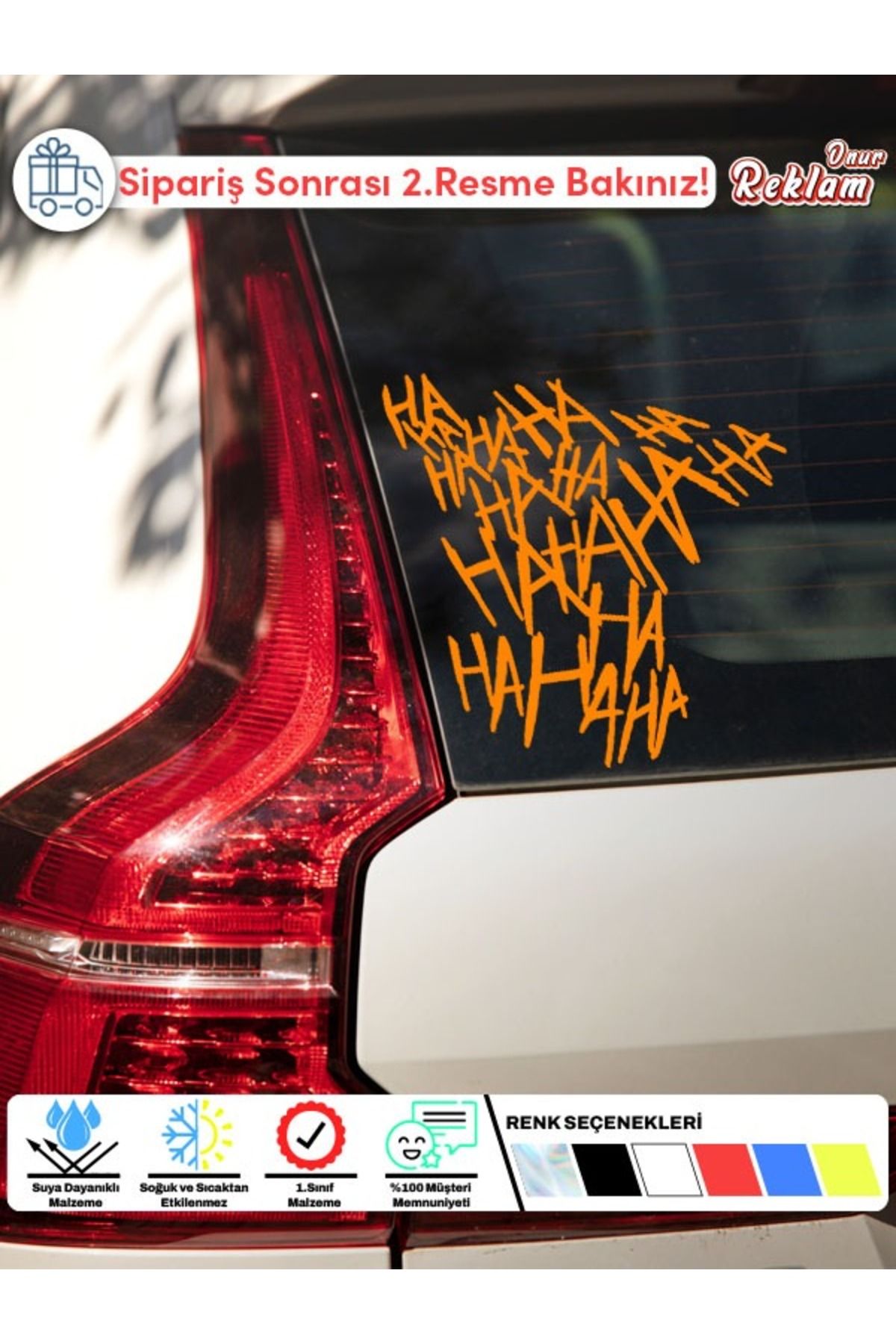 Onur Reklam Joker Kahkahası Sticker – Fosfor Sarı Komik Araba Camı Etiketi