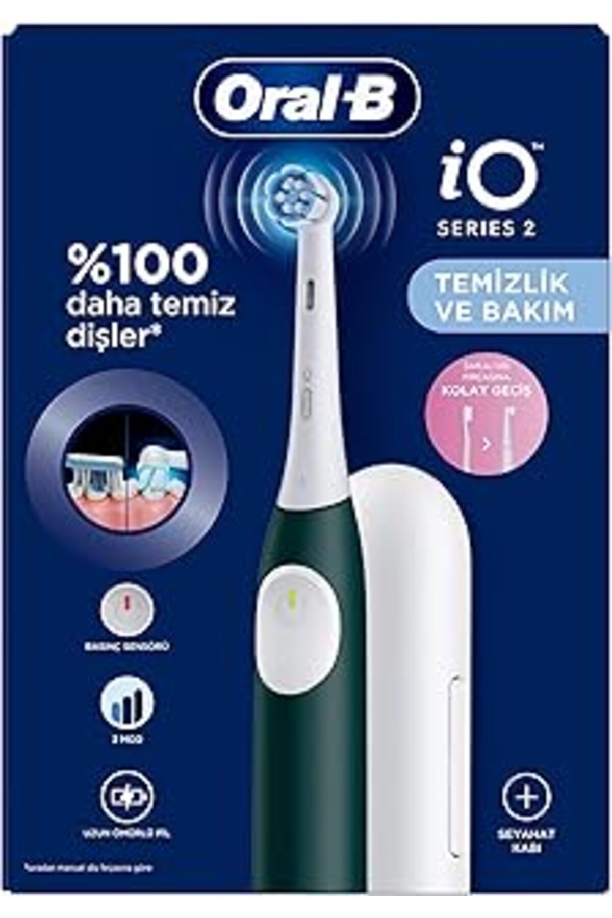 TBSProjects Io 2 Siyah Diş Fırçası - Yeşil, Seyahat Kabı Ile