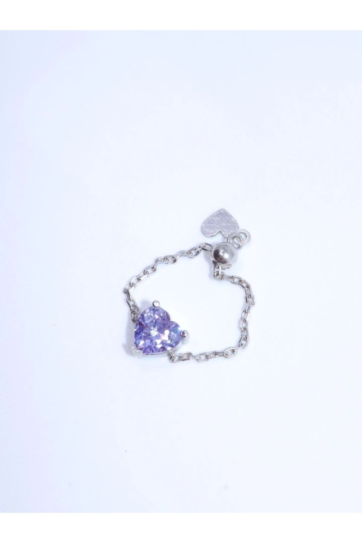 Reorah Collection Kalpli Chain Yüzük Lila 925 Ayar Gümüş