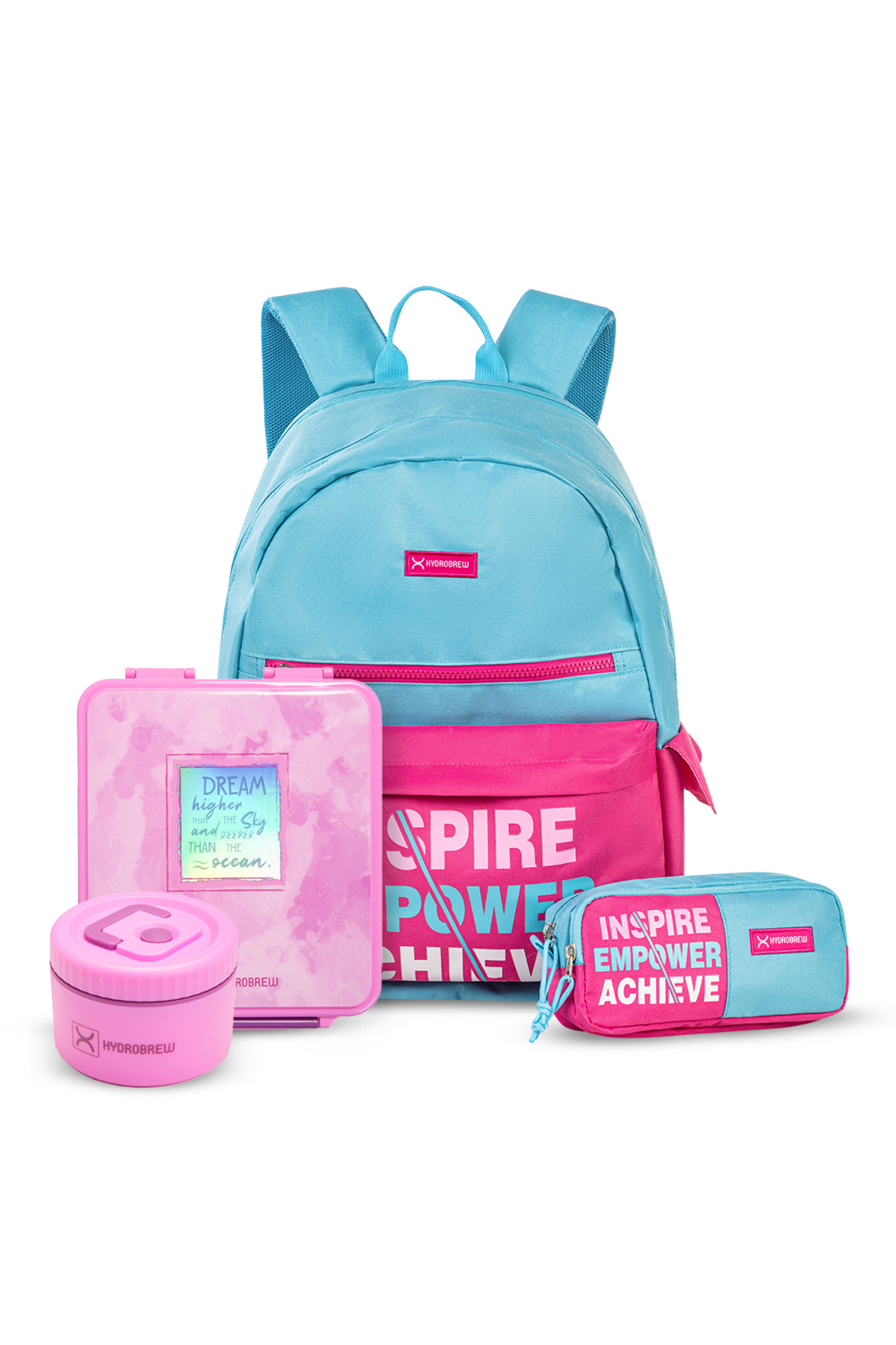 Hydrobrew 18" Backpack w/ Bento Lunch Box-Pink