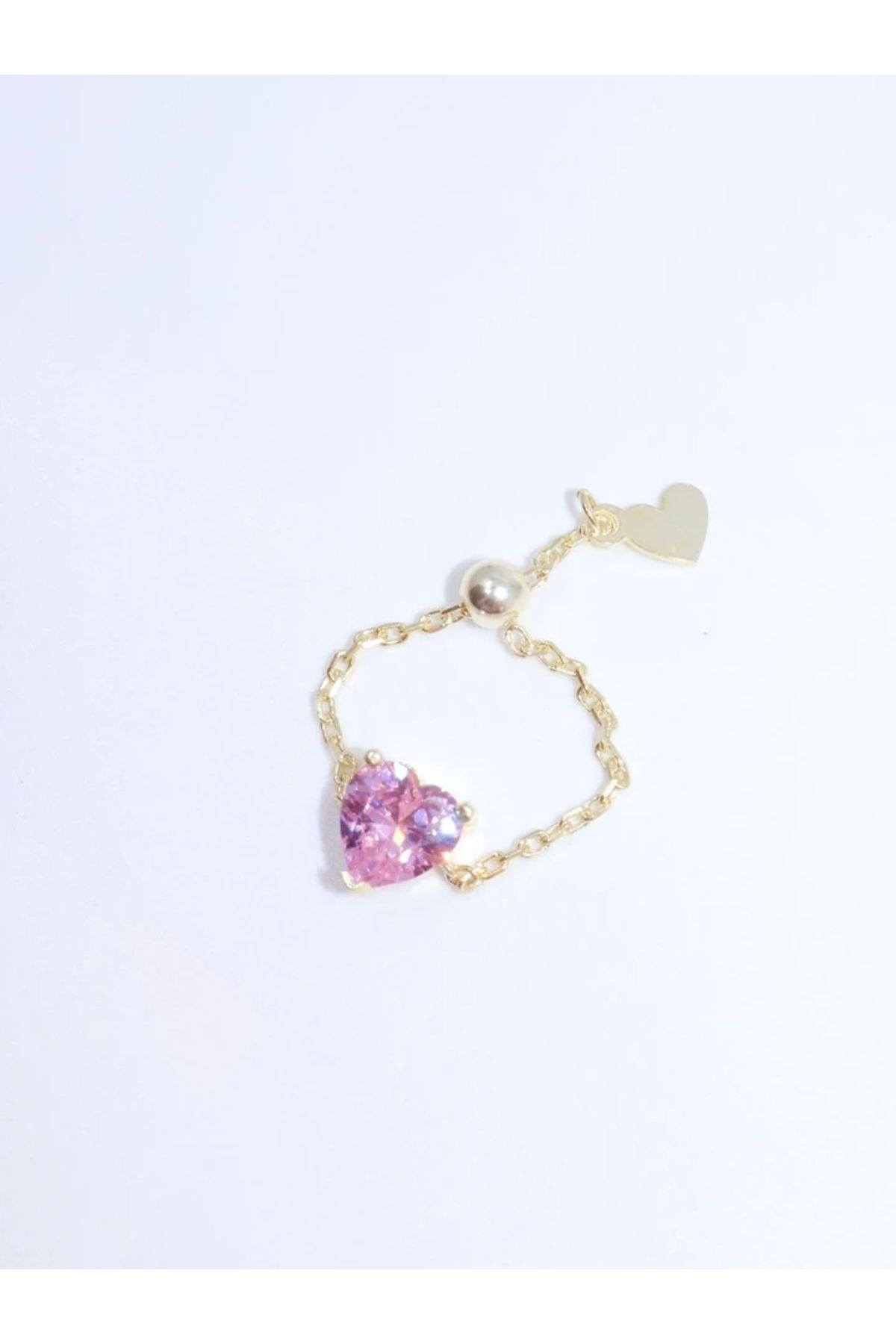 Reorah Collection Kalpli Chain Yüzük Pembe 925 Ayar Gümüş