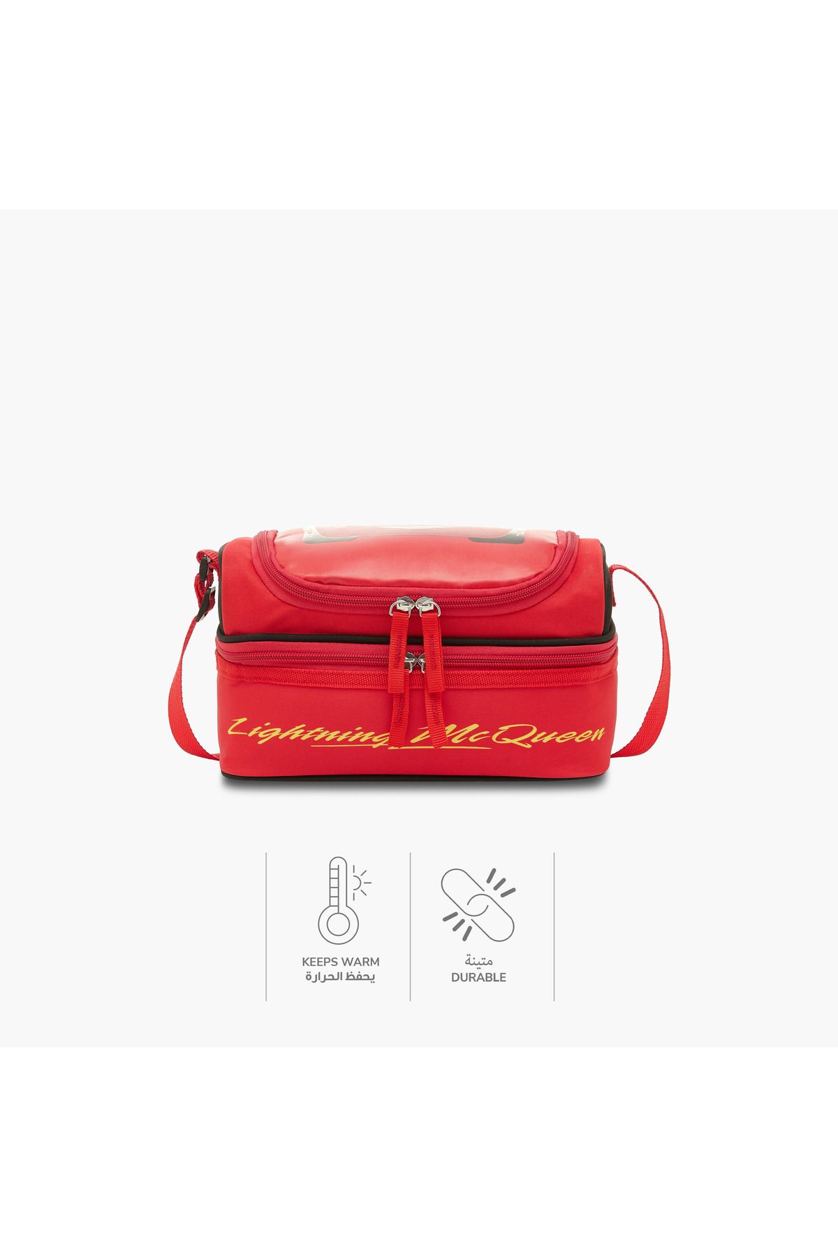 Disney-Lightning McQueen Print Double Layer Insulated Lunch Bag with Zip Closure 4