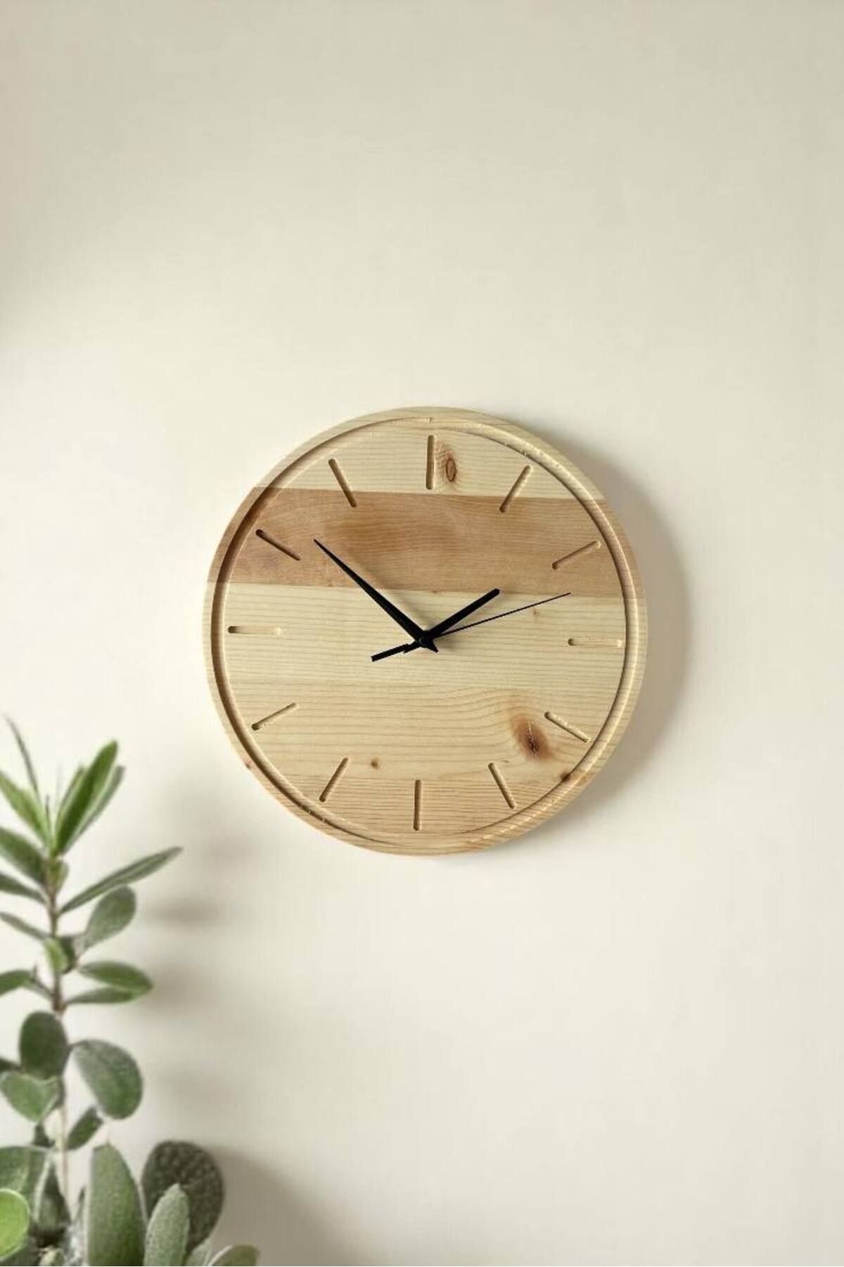 tozluahşap Masif Ağaç Minimalist Doğal Duvar Saati