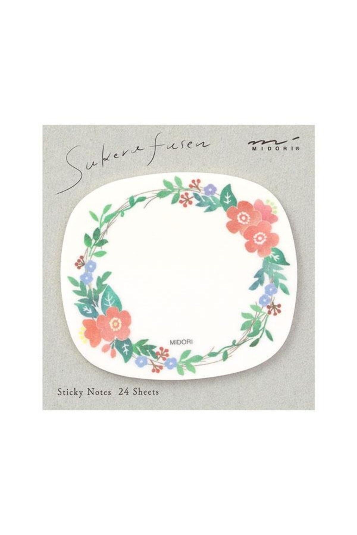 Midori Katanuki Fusen Sticky Notes Yapışkan not 20 yaprak - çelenk deseni