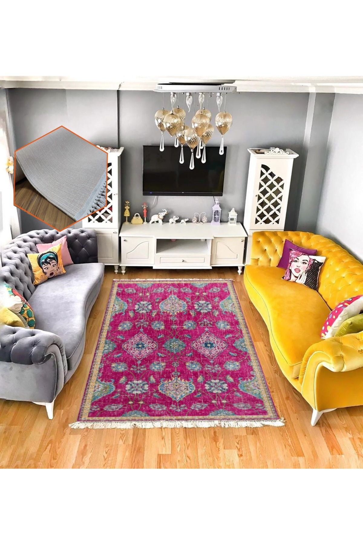 PATRON HALI VİTANE-V227 Kaymaz Taban, leke Tutmaz, Mutfak Halısı, Salon Halısı ve Yolluk
