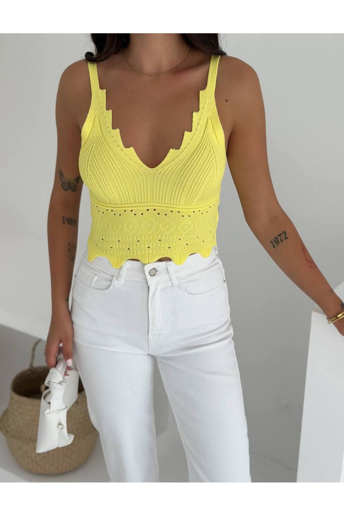 MODA Triko Örme Askılı Crop