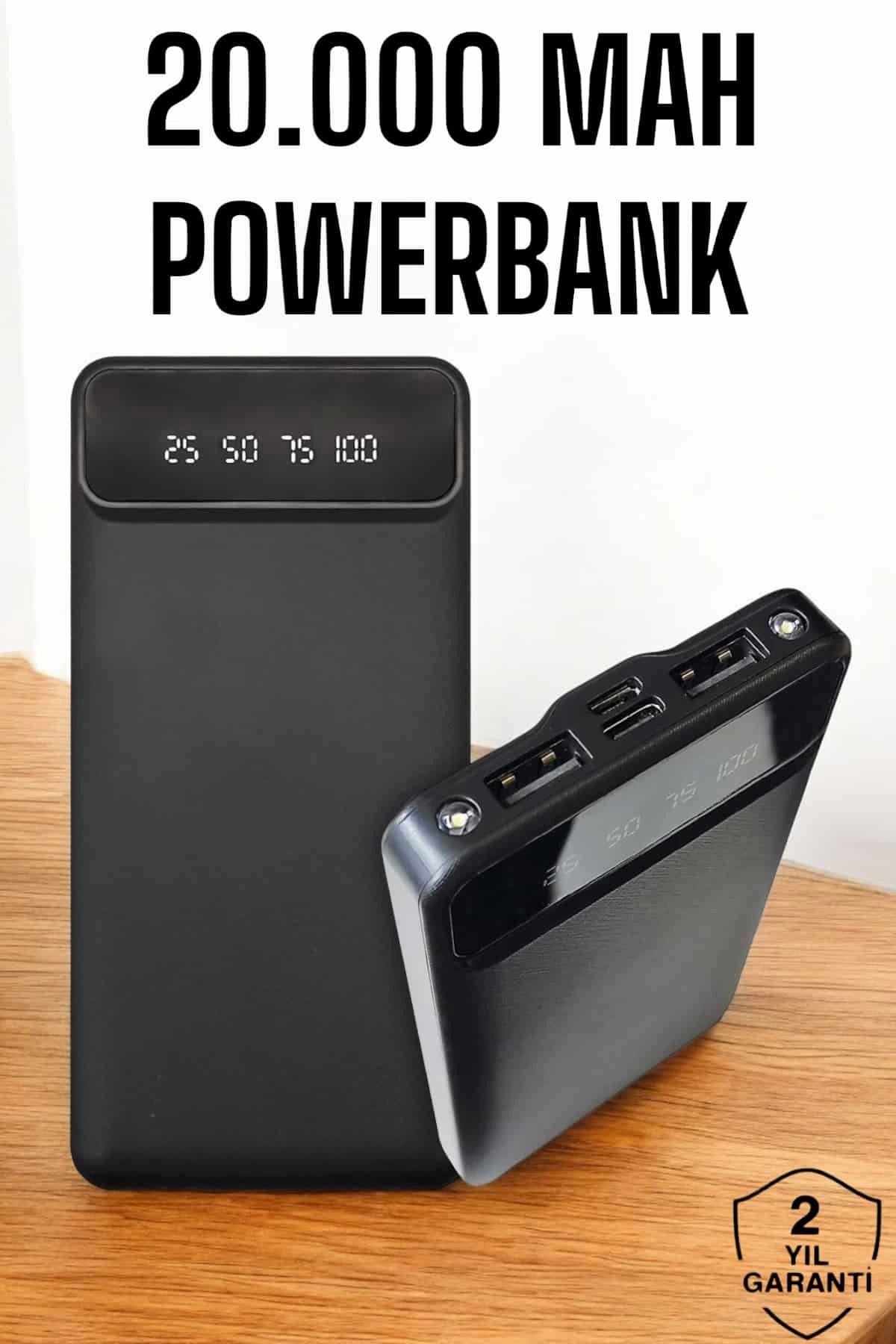Vemora 20.000 Mah Led Işıklı LCD Ekran USB Girişli Type-C Lightning Powerbank