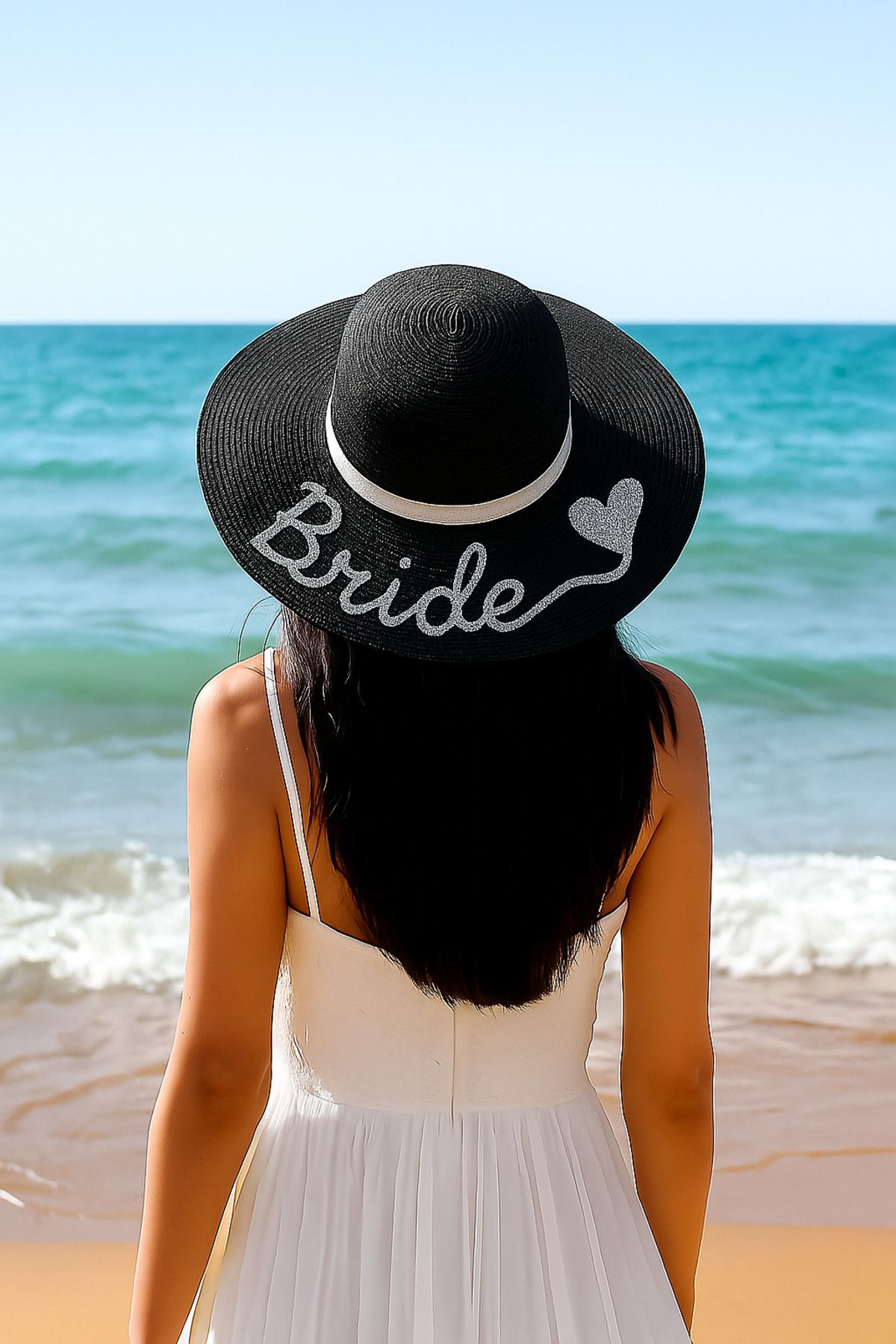 Ella Hat-Craft Bride yazılı Hasır Şapka-Kişiselleştirilebilir Yazlık Hasır Şapka