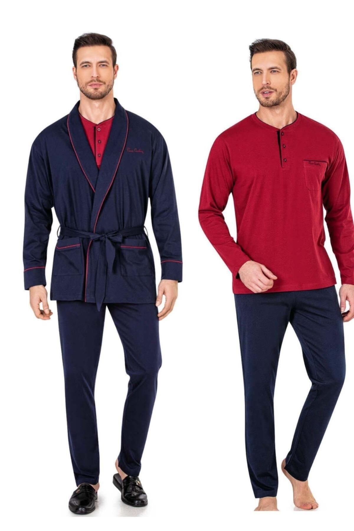 Pierre Cardin %100 Pamuk Penye Pijama Takım ve Ropdöşambır Çeyizlik Damat Seti