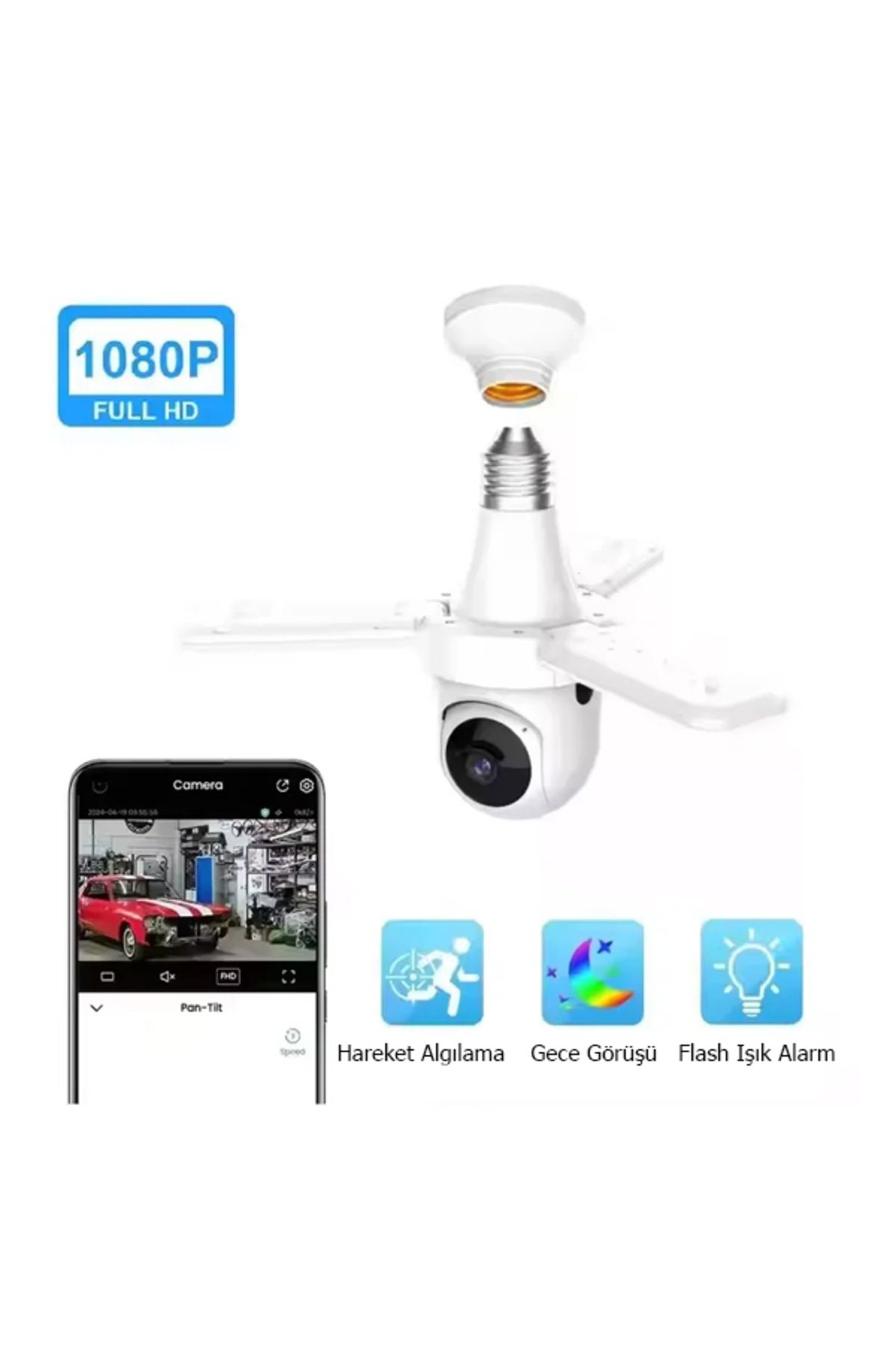 leeways Ev İçi Akıllı Duy Girişli CCTV Güvenlik Kamera ve Led Ampul Ses Özellikli Beyaz