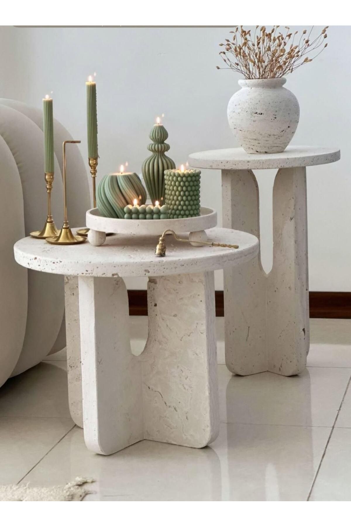 SCA CANDLE Dekoratif Mum Marako +İnci +Top+Dalga+Çizgili Şamdan Mum toplam 6 Parça