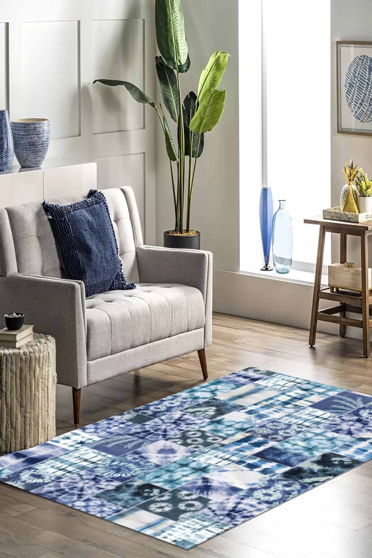 Lattedizayn Fucsia Eskitme Yıkanabilir Kaymaz Pamuk Taban Kadife Salon Mutfak Halısı Yolluk Kilim