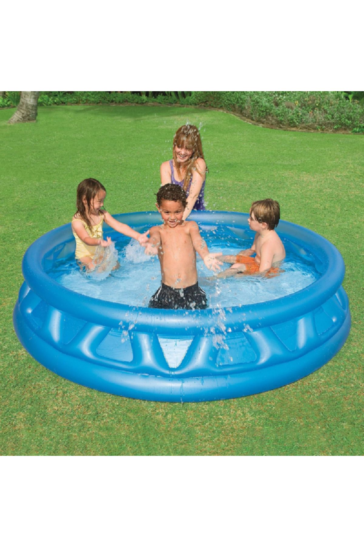 Intex-PVC Inflatable Round Soft Side Kiddie Pool for 3 Years & Above Blue 2
