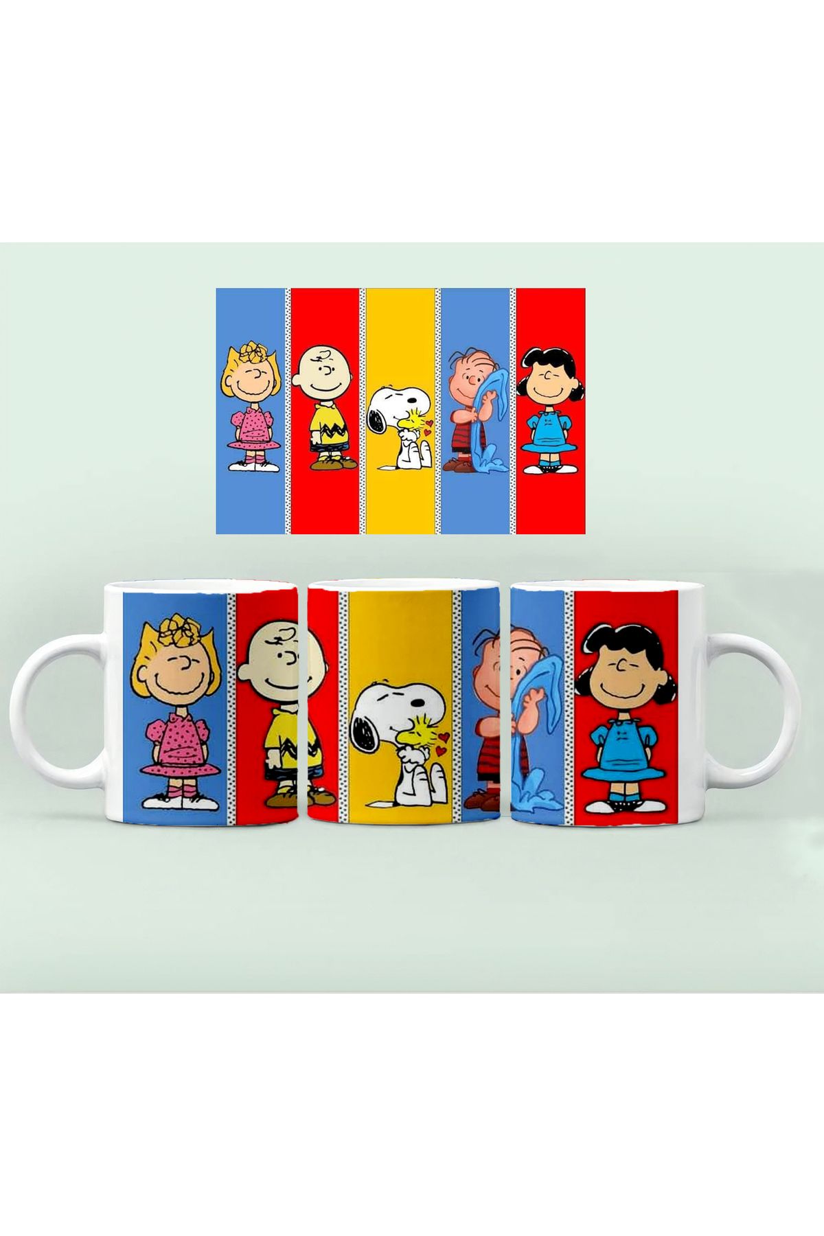 GünayStore Snopy Desenli Baskılı Kupası Bardak Kahve Çay Fincanı