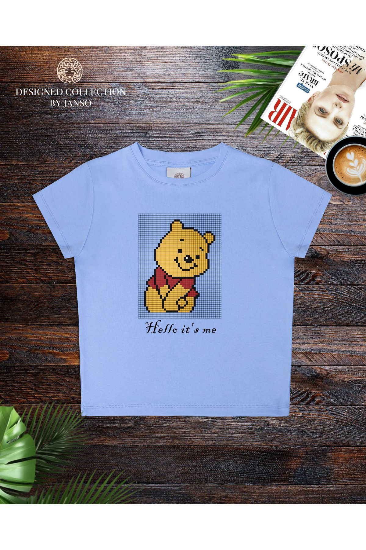 JANSO GROUP - KADIN KISA KOLLU CROP TSHIRT BASKILI Helle it's me PAMUKLU PENYE KUMAŞ