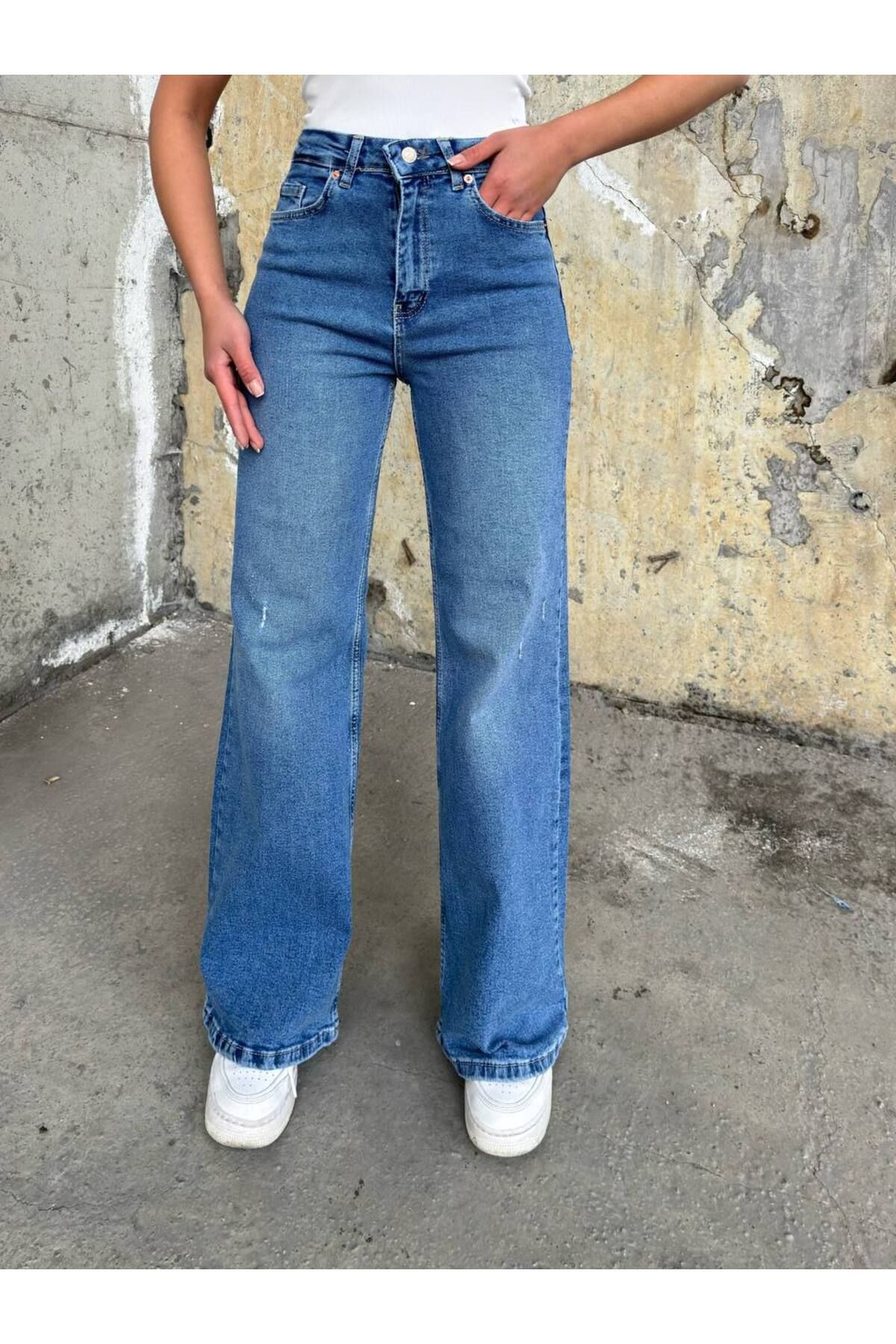 Miele Woman Kadın Yüksek Bel Wide Leg Extra Bol Full Likra Esnek Jeans