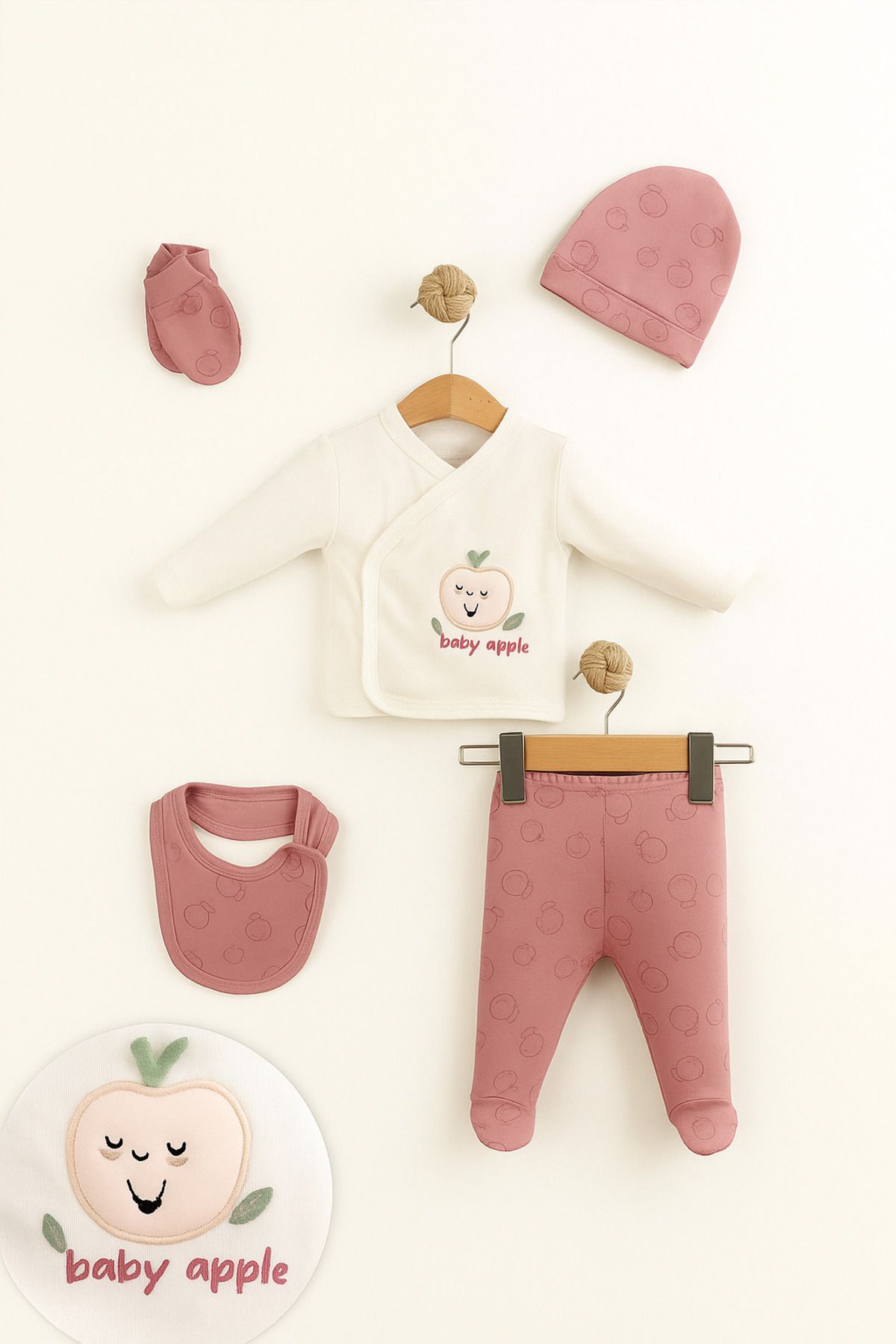 ETİC MODA Little Life %100 Pamuklu Bebek Yenidoğan 5'li Unisex Bebek Hastane Çıkış Seti (5 PARÇA)