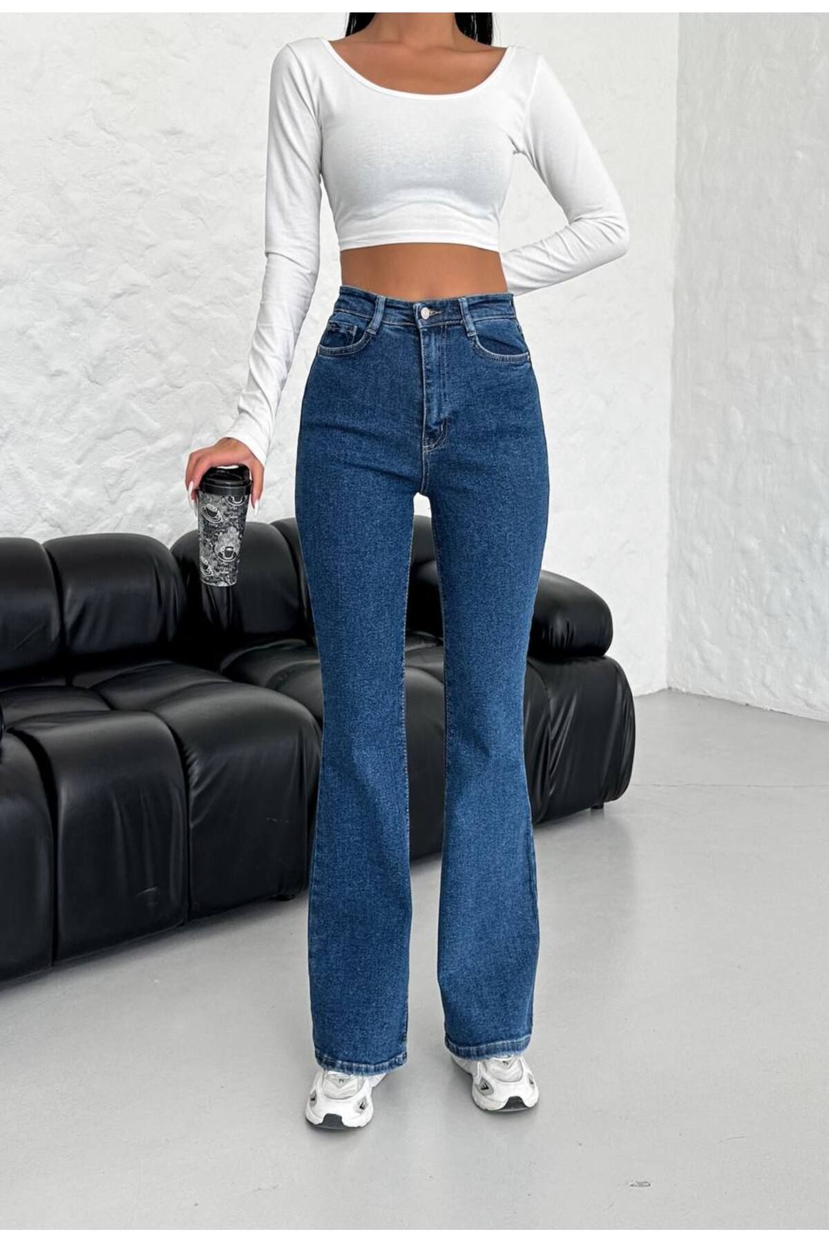 Miele Woman Kadın Yüksek Bel İspanyol Full Likra Esnek Jeans