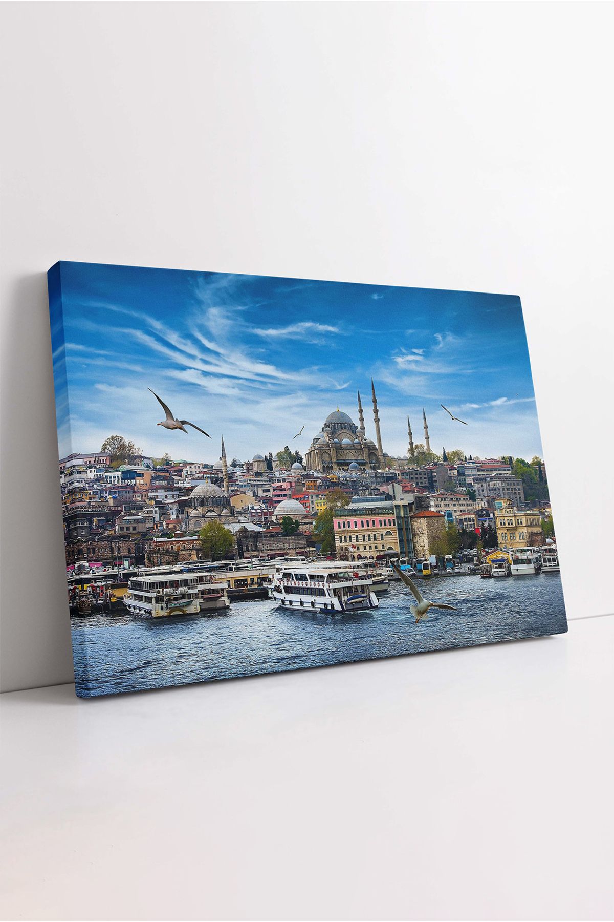 KOSS Dijital Süleymaniye Cami Kanvas Tablo, Haliç Tablo, Tarihi İstanbul Fotoğrafı Kanvas, Premium Dekor Tablo
