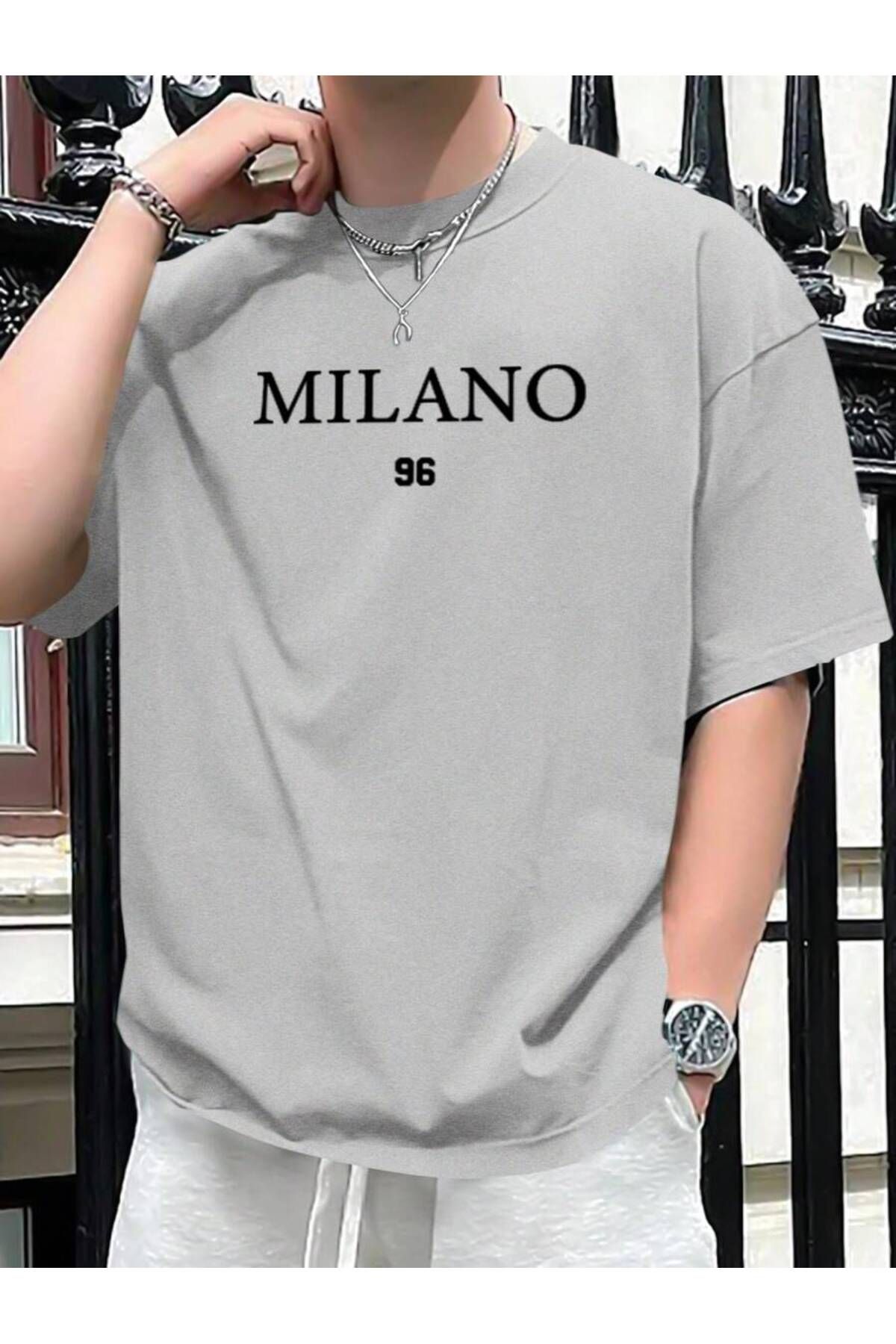 MOONBULL Erkek Milano 96 Baskılı Oversize T-shirt