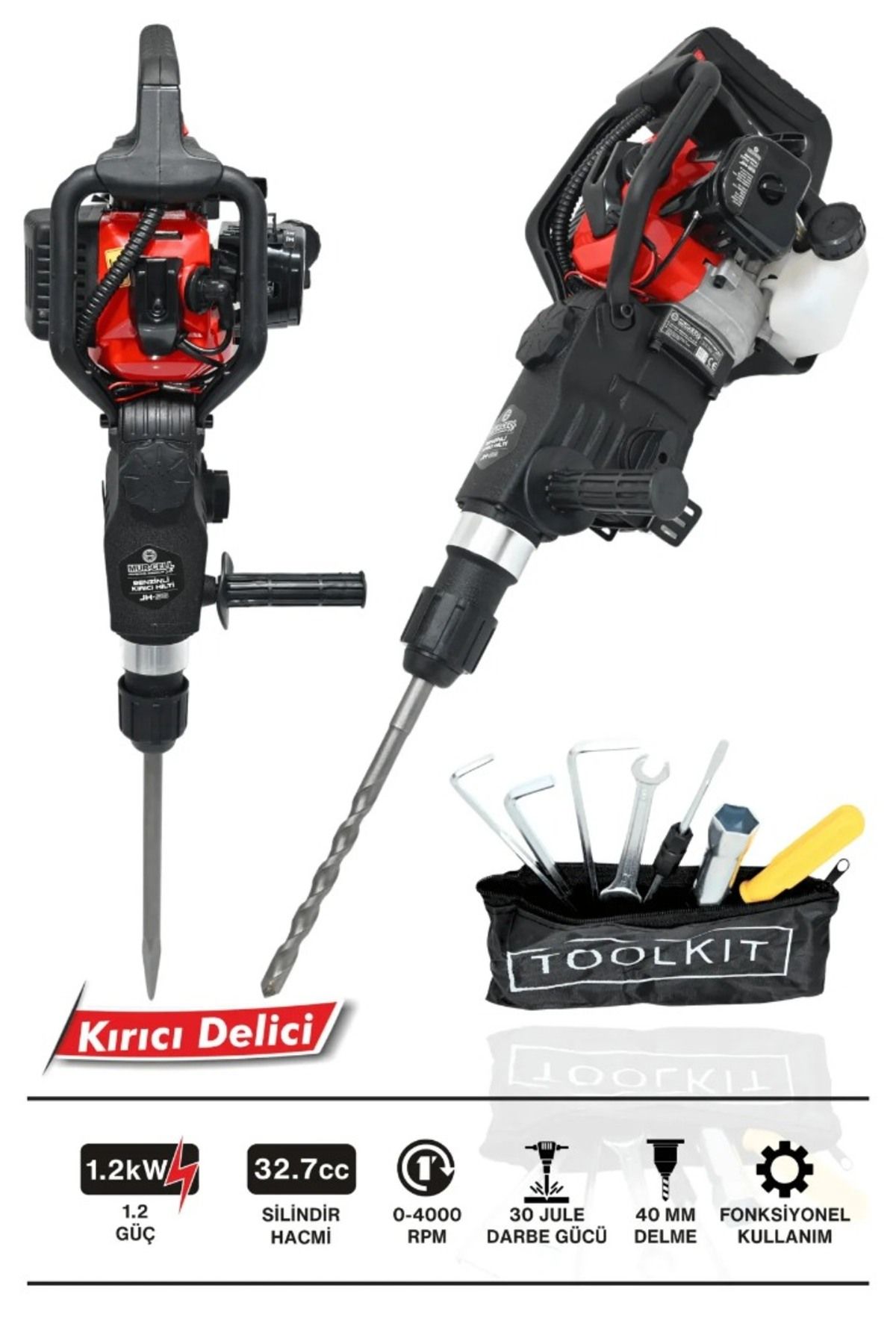 adden Murcell ADN0362 Benzinli Kırıcı Delici Hilti 30 Joule Darbe, 40 mm Delme