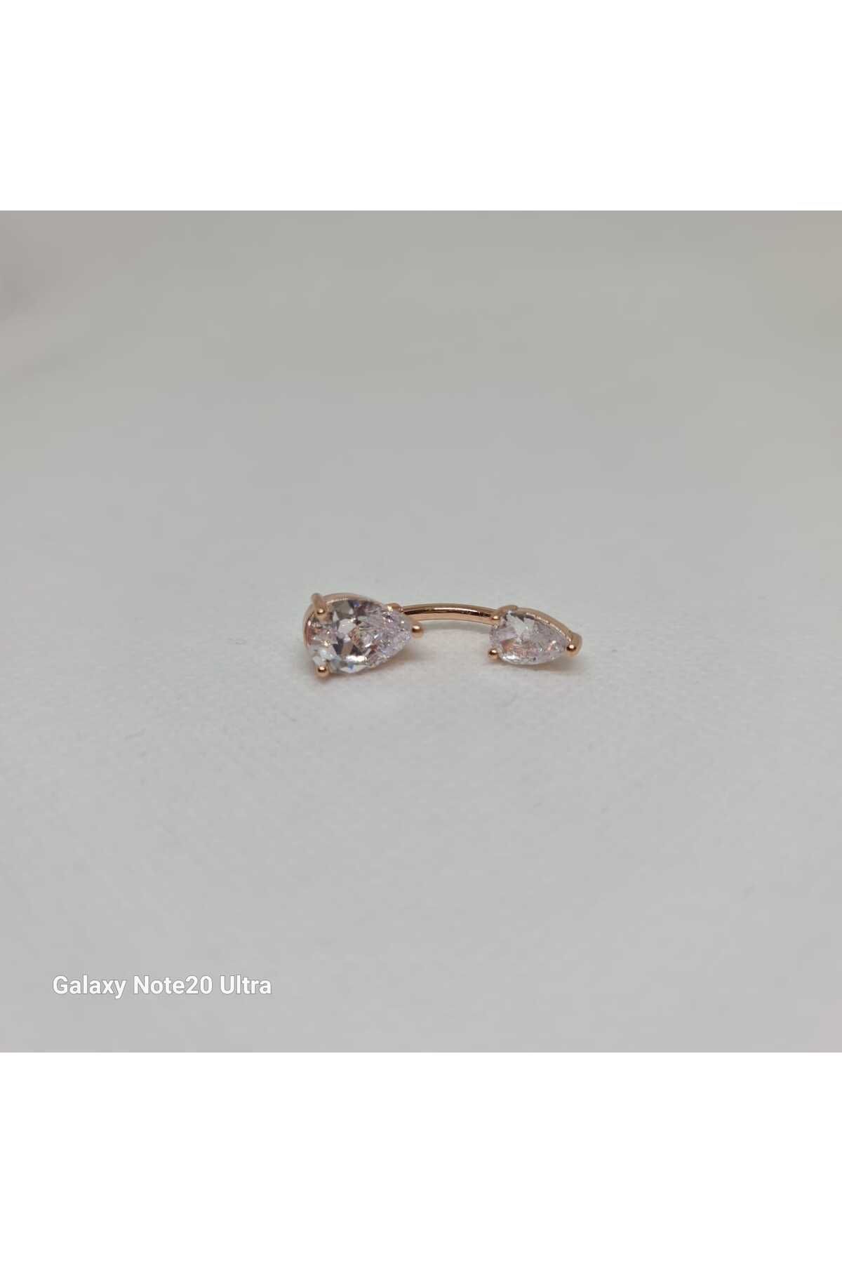 Store 316L Zirkon Taşlı Paslanmaz Çelik Göbek Piercing
