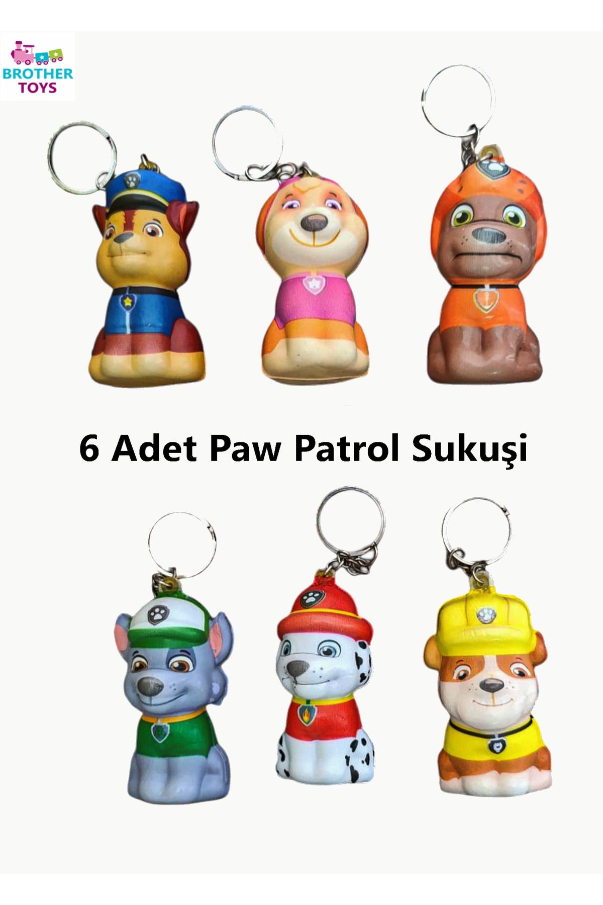 Brother Toys Sukuşi 6 Adet Kurtarıcı Köpekler Paw Patrol Oyuncak Stres Giderici Kokulu 7 Cm. Squishy