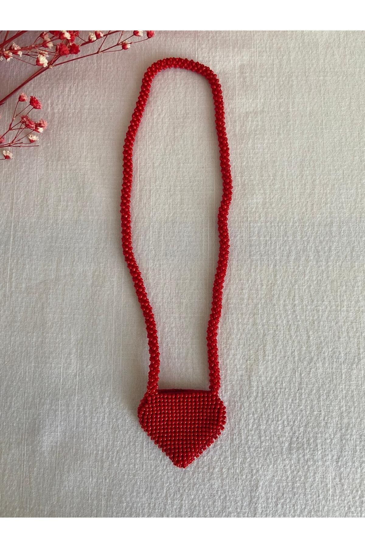 Handmade KUM BONCUK EL İŞİ YAZISIZ SADE KIRMIZI MUSKALIK