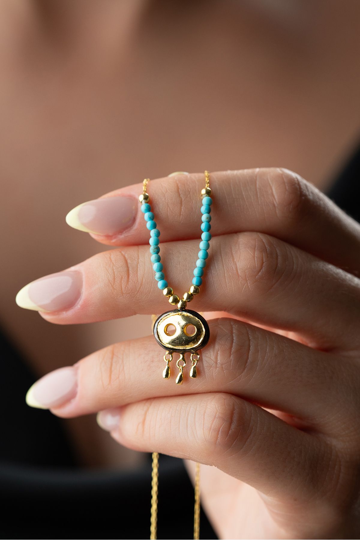 Silvano Jewelry 925 Ayar Gümüş Boncuklu Süryani Gözü Kolye