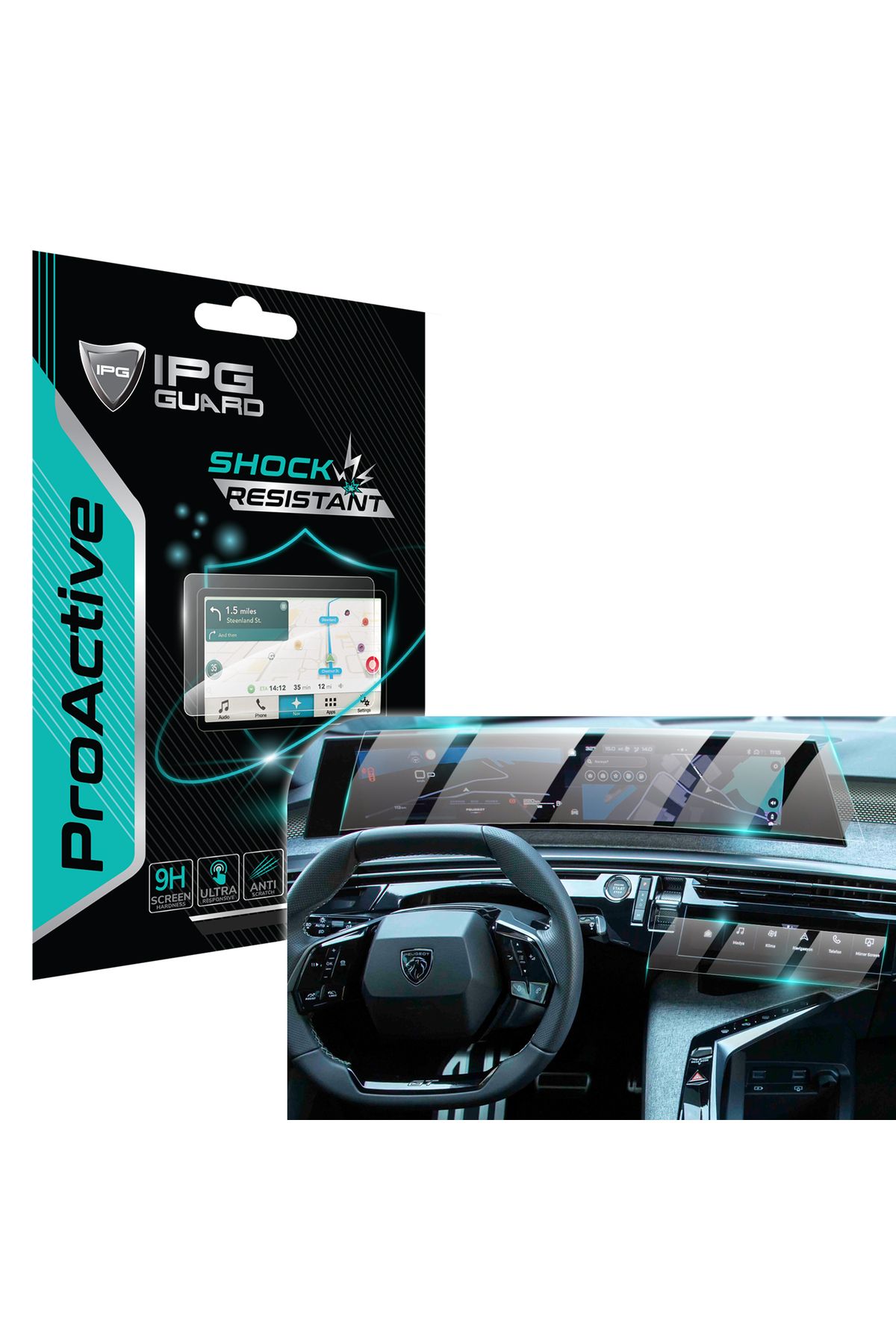 Ipg Peugeot 2025 3008-5008 21 Inch Panoramik i-Cockpit Ekranı için 9H Nano IPG ProActive Ekran Koruma