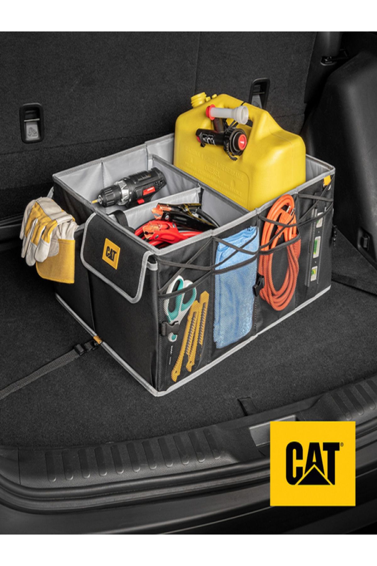 Cat-Large Compartments Zipper Closure Foldable Car Trunk Organizer with Carrying Handle 1