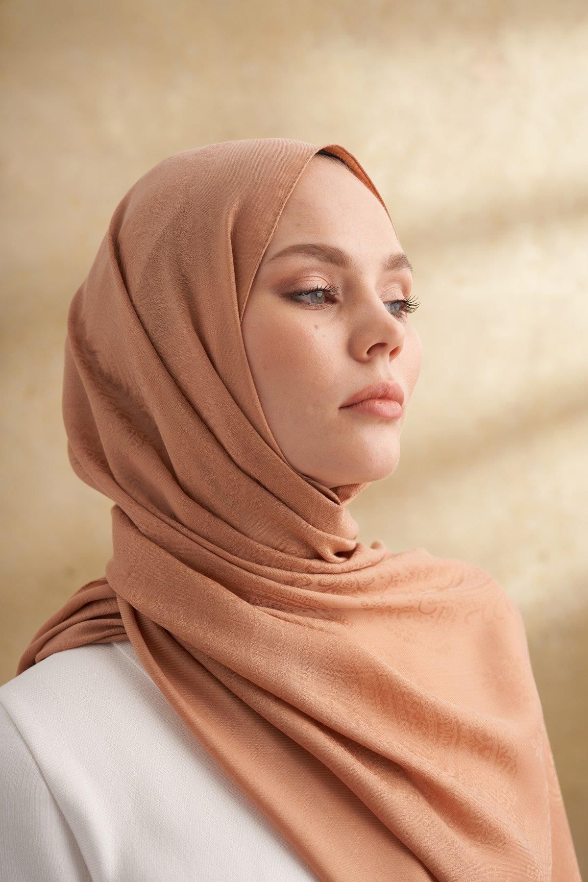 ARMANDA-Lyocell Viscose Nomade Pattern Shawl - Camel Hair 3