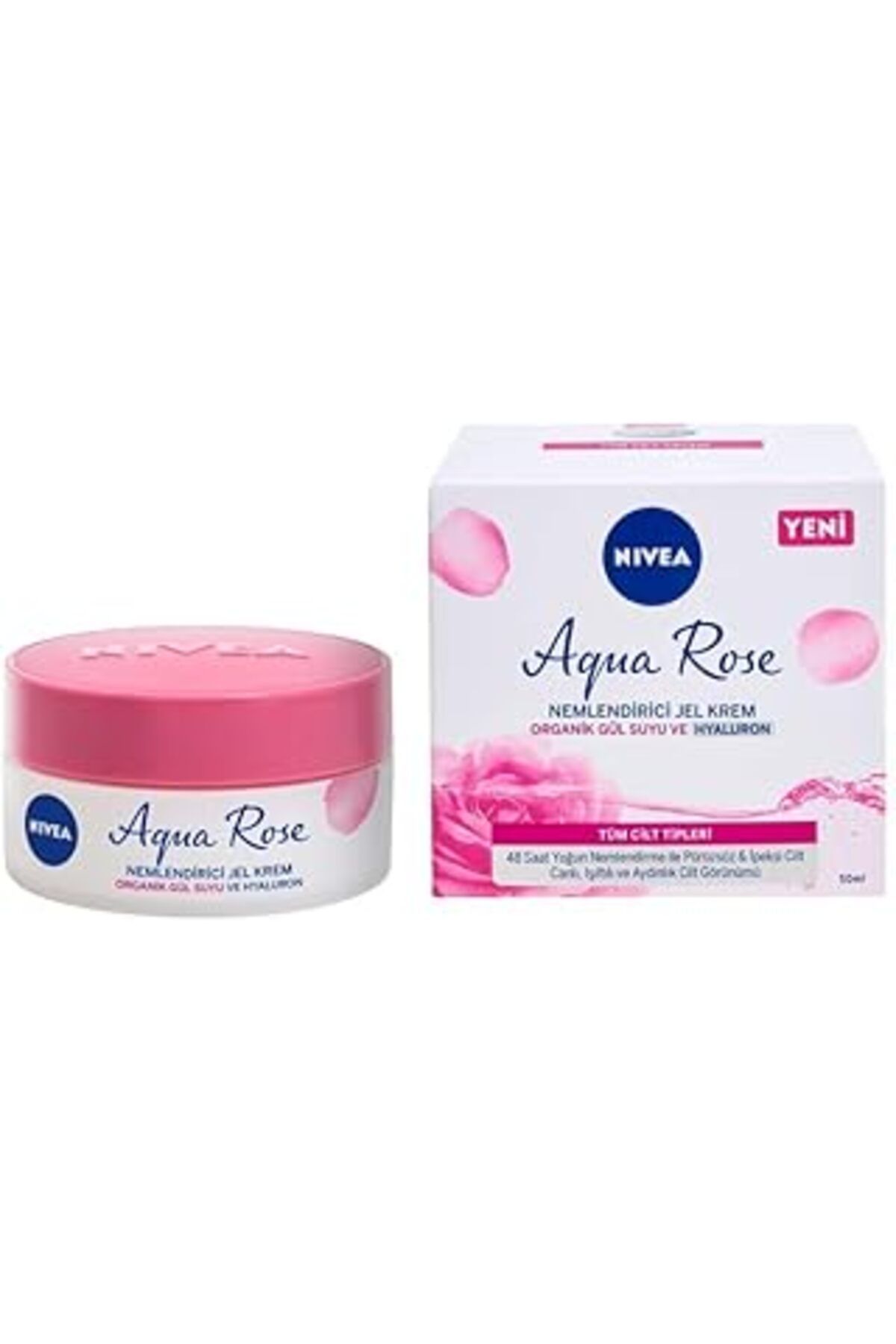 Pazarcan Aqua Rose Hyaluron Ve Organik Gül Suyu İçeren Nemlendirici Jel Yüz Kremi, 50 Ml, 48 Saat Yoğun Neml