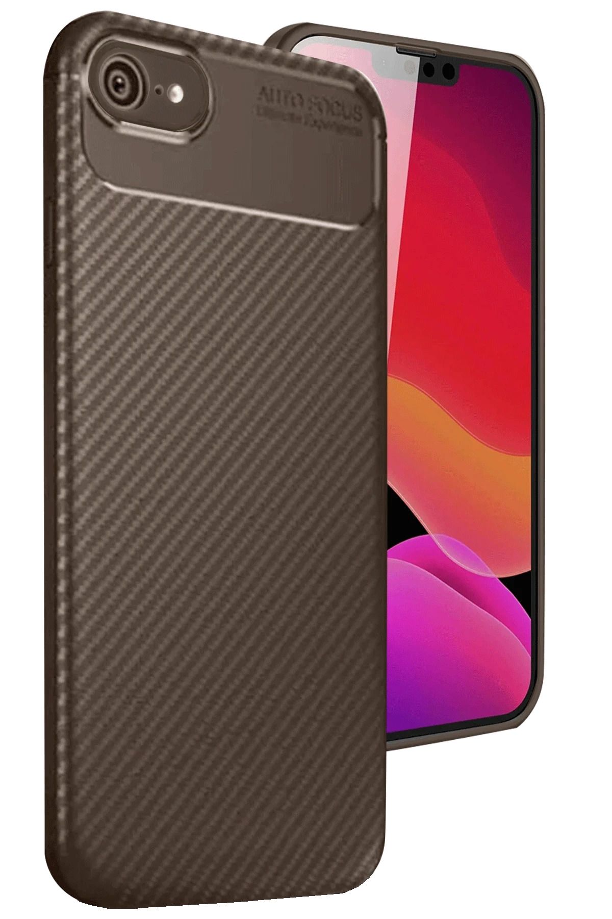 GRABONO Apple iPhone 16E Kılıf Karbon Fiber Görünümlü Ultra İnce Premium Carbon Case