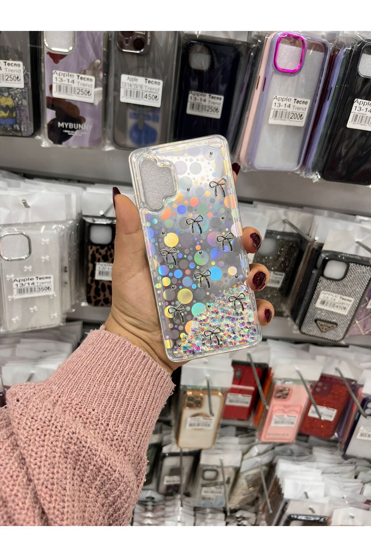 TECNOTREND Galaxy A32 4G sıvı parıltılı Hologramlı şeffaf silikon kılıf