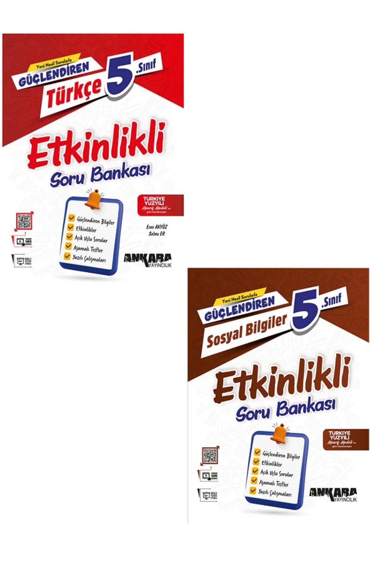 Evrensel İletişim Yayınları 5.Sınıf Ankara Güçlendiren Türkçe + Sosyal Bilgiler Etkinlikli Soru Bankaları / 2 KİTAP / YENİ