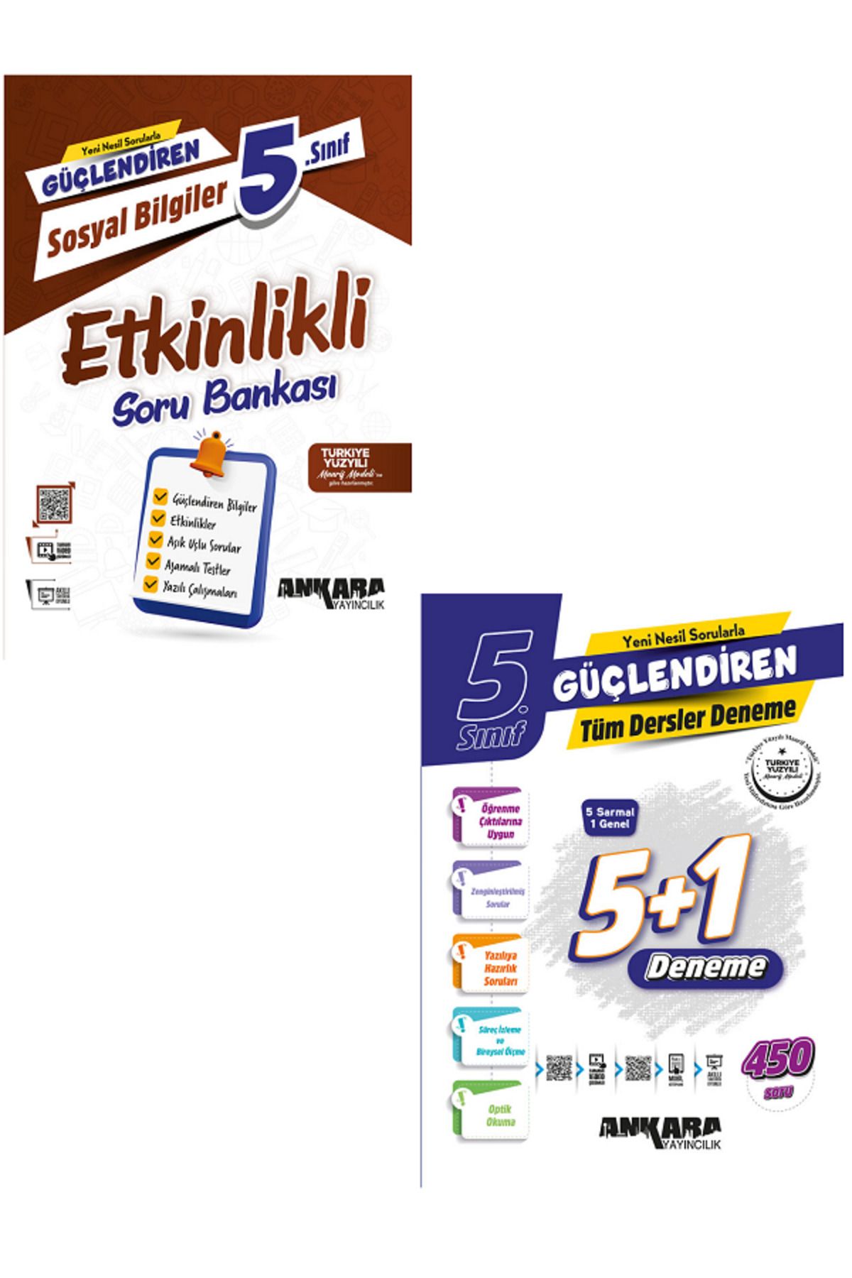 Evrensel İletişim Yayınları 5.Sınıf Ankara Güçlendiren Sosyal Bilgiler Etkinlikli Soru Bankaları + 5+1 Tüm Dersler Deneme