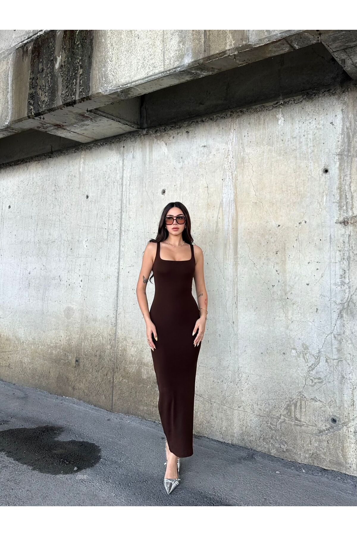 ELBEY  Uzun Kare Yaka Elbise - Görsel 2